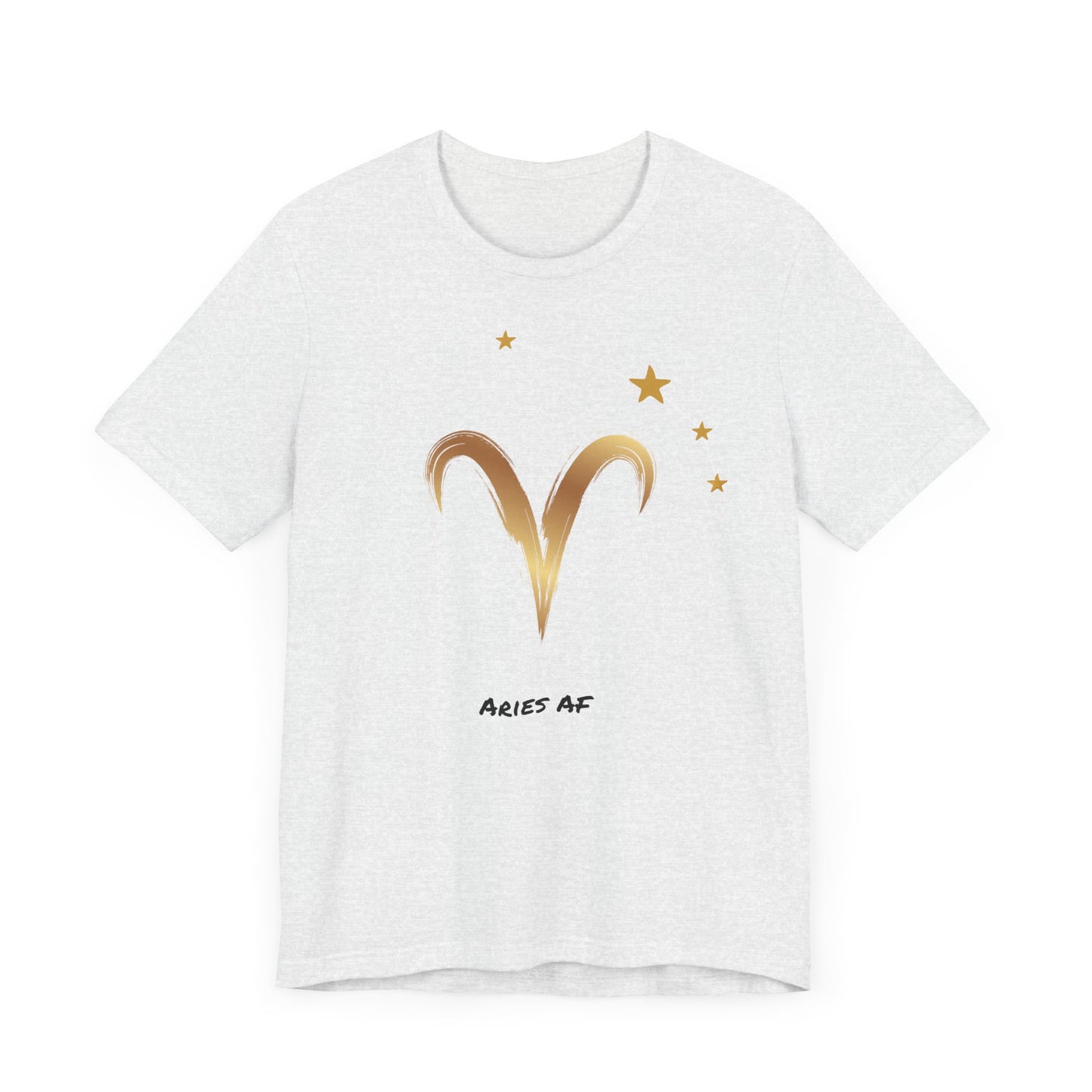 Aries Symbol Gold and Stars AF T-Shirt | Fun Aries T-Shirt | Zodiac T-Shirt | Zodiac Sign Shirt | Astrology | Star Sign | Unisex Jersey Short Sleeve Tee