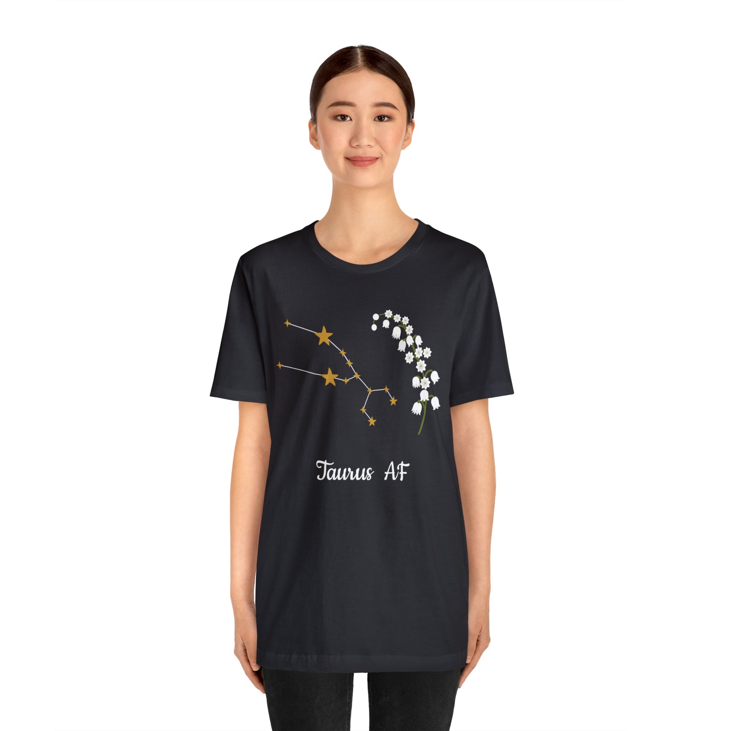 Taurus Stars & Flowers AF T-Shirt | Fun Taurus T-Shirt | Zodiac T-Shirt | Zodiac Sign Shirt | Astrology | Star Sign | Unisex Jersey Short Sleeve Tee