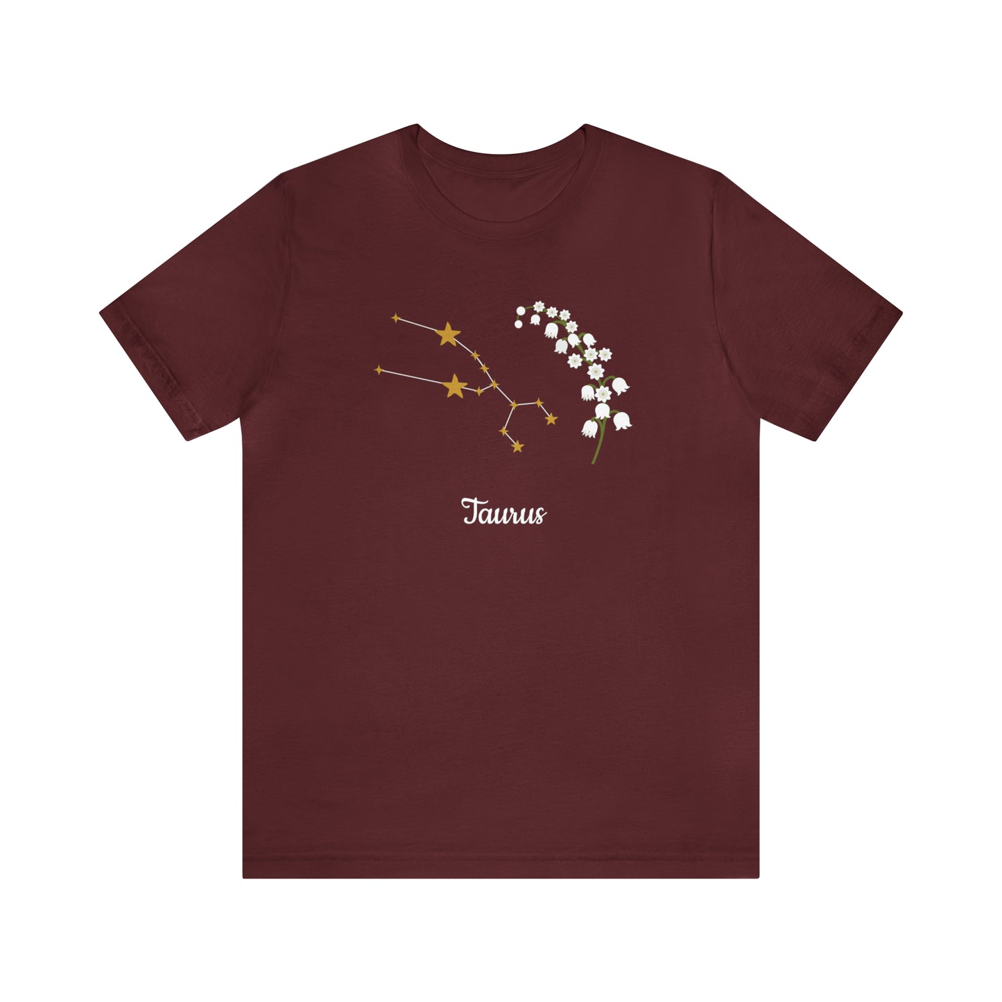 Taurus Stars & Flowers T-Shirt | Fun Taurus T-Shirt | Zodiac T-Shirt | Zodiac Sign Shirt | Astrology | Star Sign | Unisex Jersey Short Sleeve Tee
