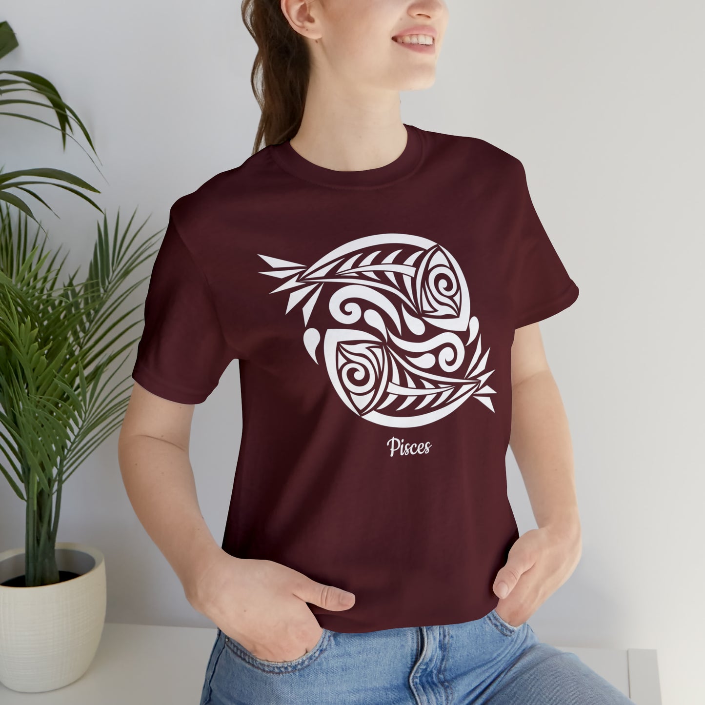 Pisces White Fish T-Shirt | Fun Pisces T-Shirt | Zodiac T-Shirt | Zodiac Sign Shirt | Astrology | Star Sign | Unisex Jersey Short Sleeve Tee