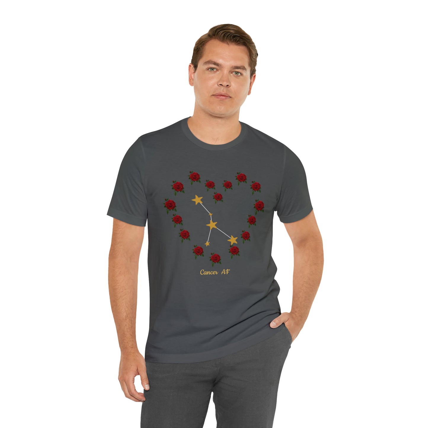 Cancer AF Rose T-Shirt | Fun Cancer T-Shirt | Zodiac T-Shirt | Zodiac Sign Shirt | Astrology | Star Sign | Unisex Jersey Short Sleeve Tee