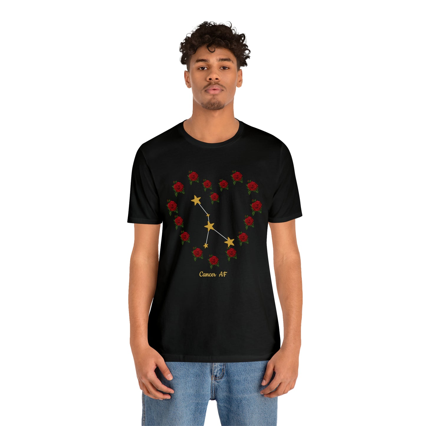 Cancer AF Rose T-Shirt | Fun Cancer T-Shirt | Zodiac T-Shirt | Zodiac Sign Shirt | Astrology | Star Sign | Unisex Jersey Short Sleeve Tee