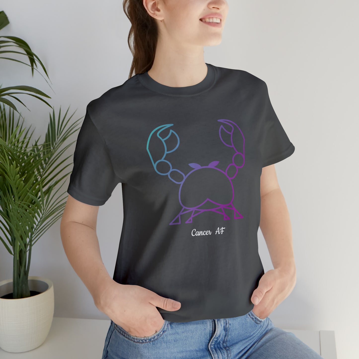 Cancer AF T-Shirt | Fun Cancer Crab T-Shirt | Zodiac T-Shirt | Zodiac Sign Shirt | Astrology | Star Sign | Unisex Jersey Short Sleeve Tee