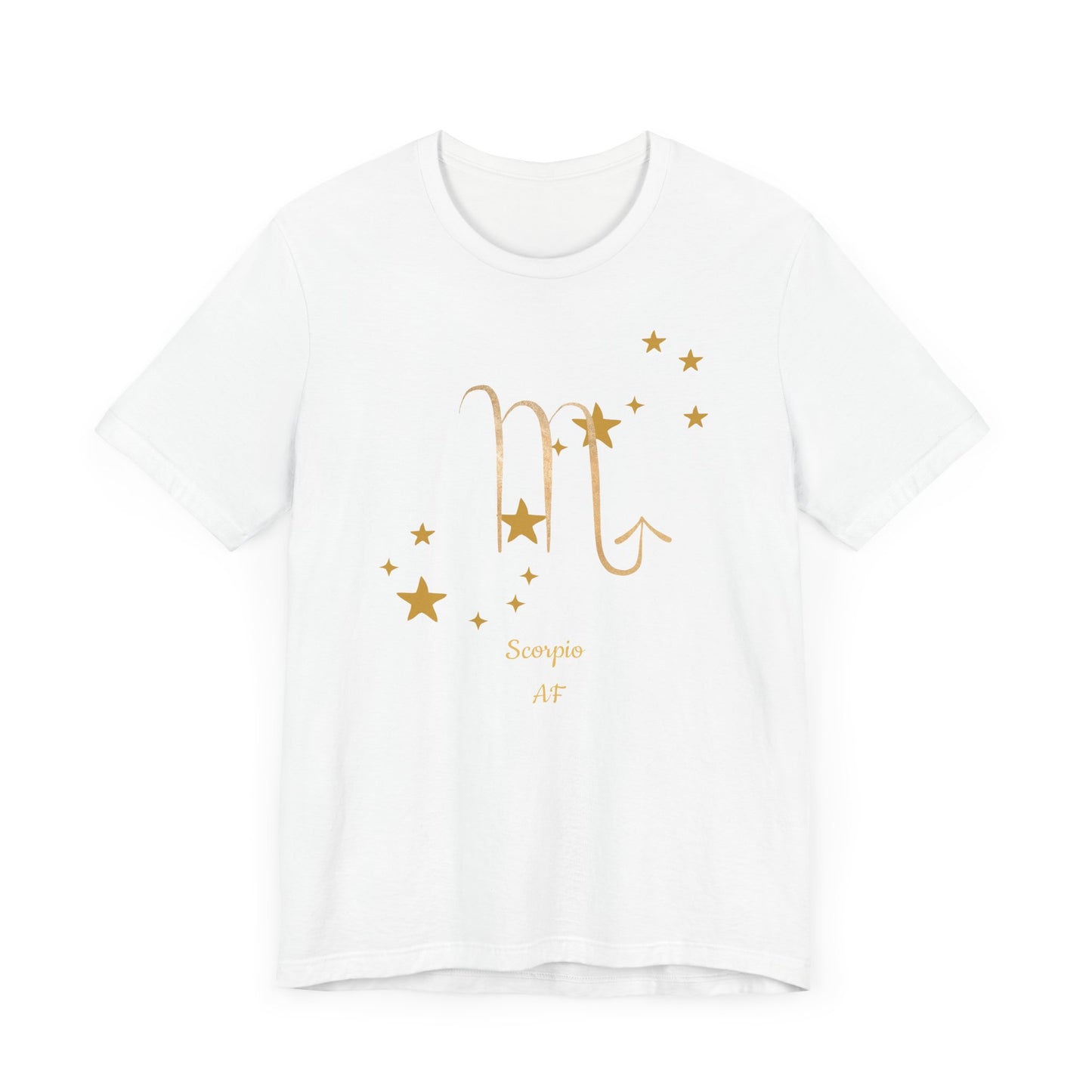 Scorpio AF Symbol & Stars T-Shirt | Fun Scorpio T-Shirt | Zodiac T-Shirt | Zodiac Sign Shirt | Astrology | Star Sign | Unisex Jersey Short Sleeve Tee