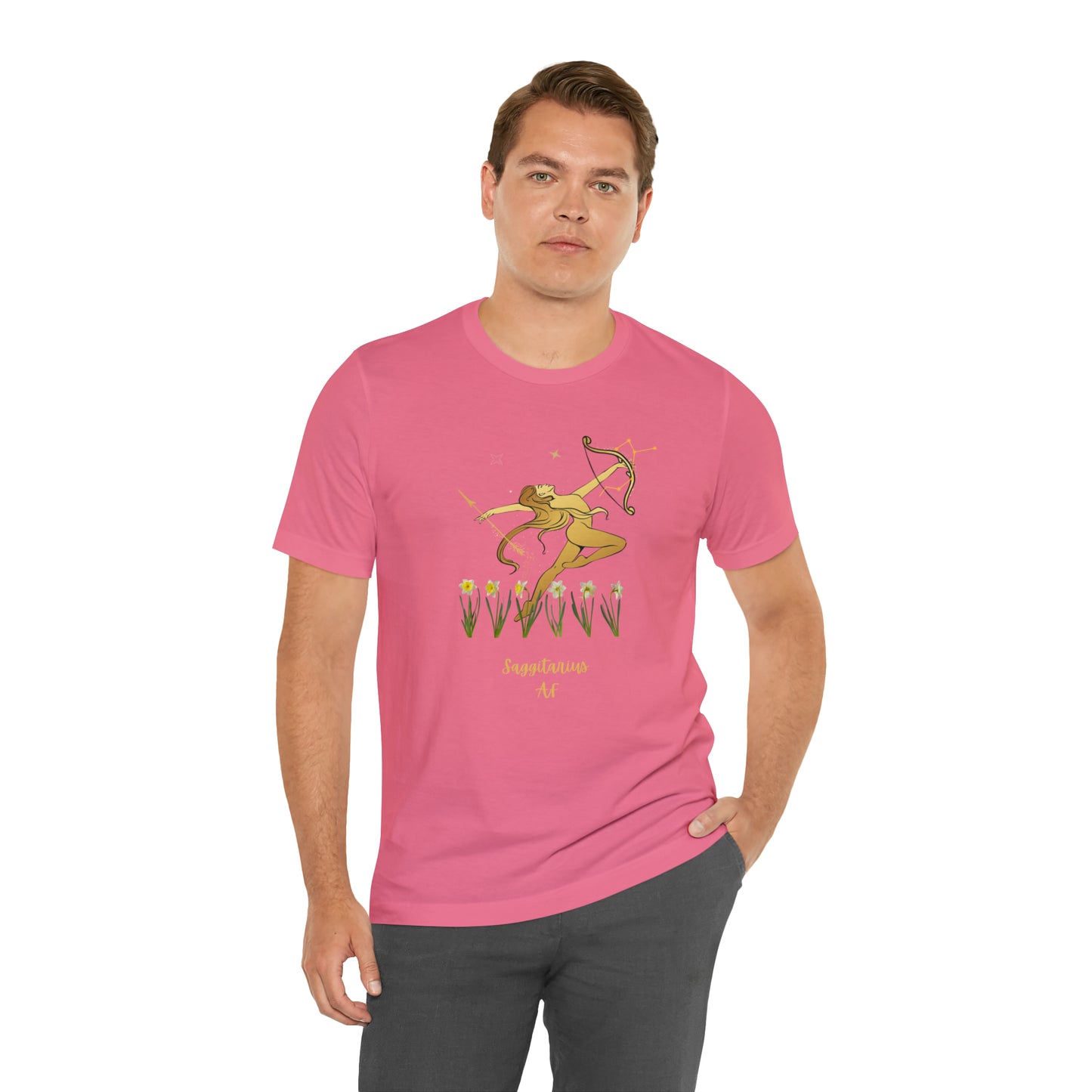 Sagittarius Nymph & Stars AF T-Shirt | Fun Sagittarius T-Shirt | Zodiac T-Shirt | Zodiac Sign Shirt | Astrology | Star Sign | Unisex Jersey Short Sleeve Tee