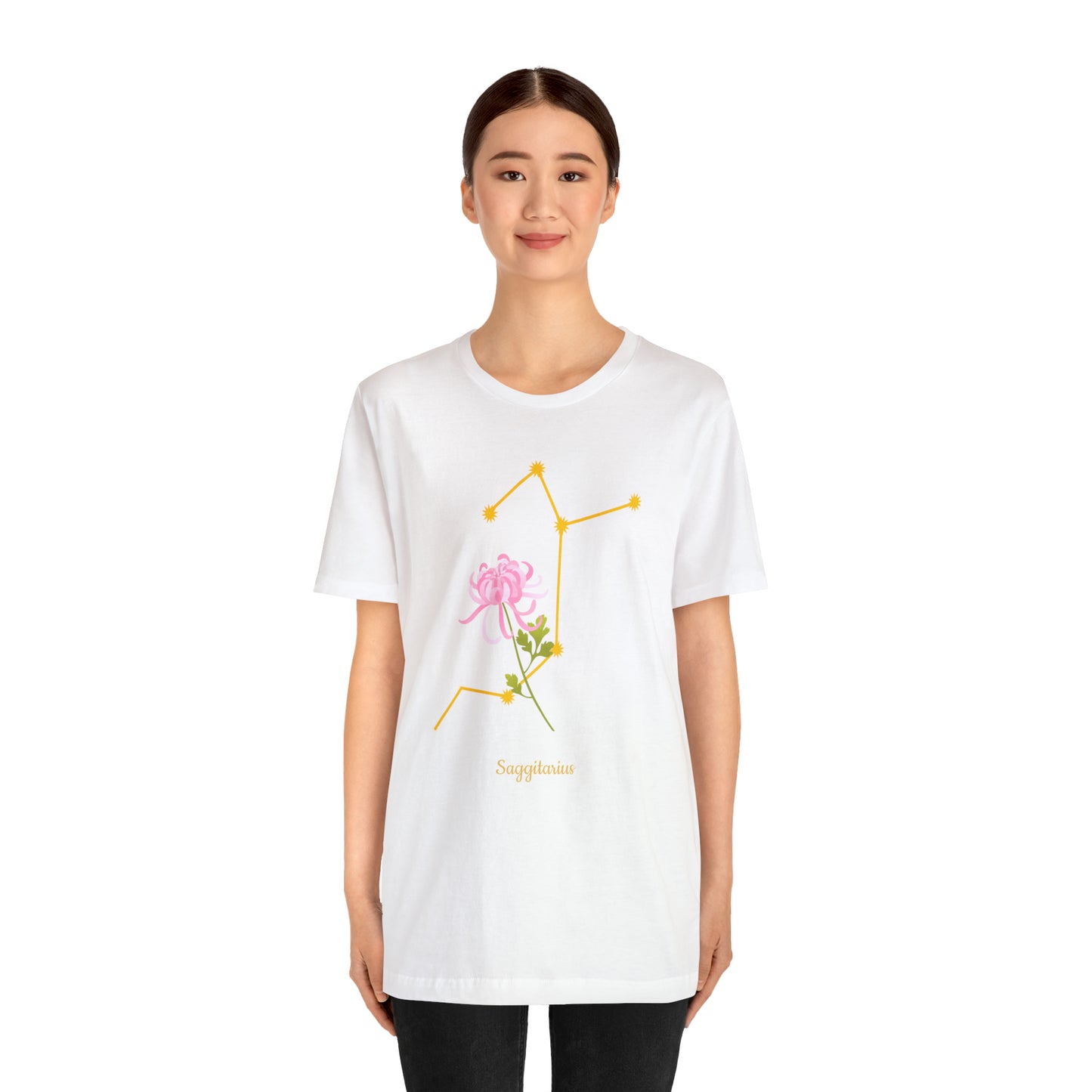 Sagittarius Flower & Stars T-Shirt | Fun Sagittarius T-Shirt | Zodiac T-Shirt | Zodiac Sign Shirt | Astrology | Star Sign | Unisex Jersey Short Sleeve Tee