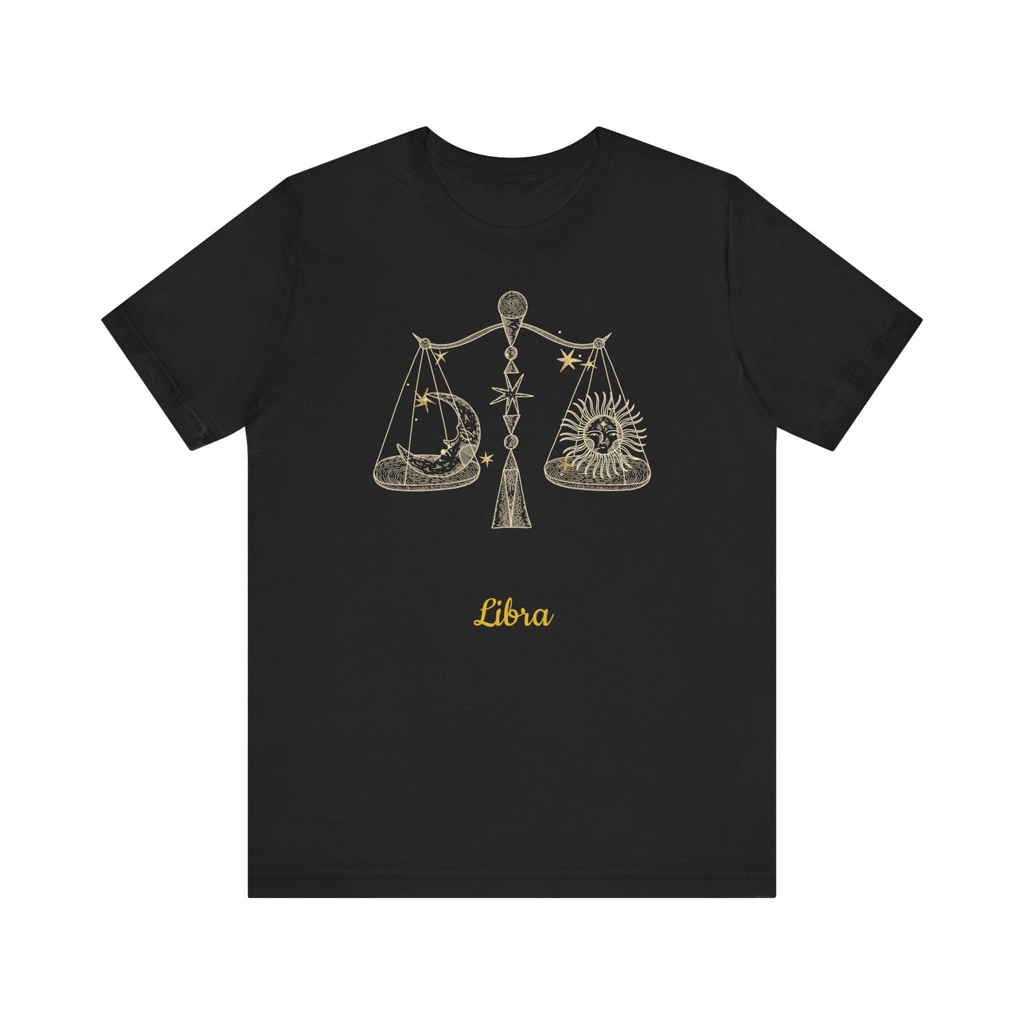 Libra Scales Symbol T-Shirt And Stars | Fun Libra T-Shirt | Zodiac T-Shirt | Zodiac Sign Shirt | Astrology | Star Sign | Unisex Jersey Short Sleeve Tee