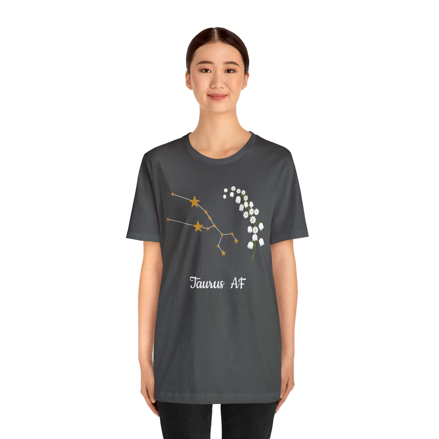Taurus Stars & Flowers AF T-Shirt | Fun Taurus T-Shirt | Zodiac T-Shirt | Zodiac Sign Shirt | Astrology | Star Sign | Unisex Jersey Short Sleeve Tee