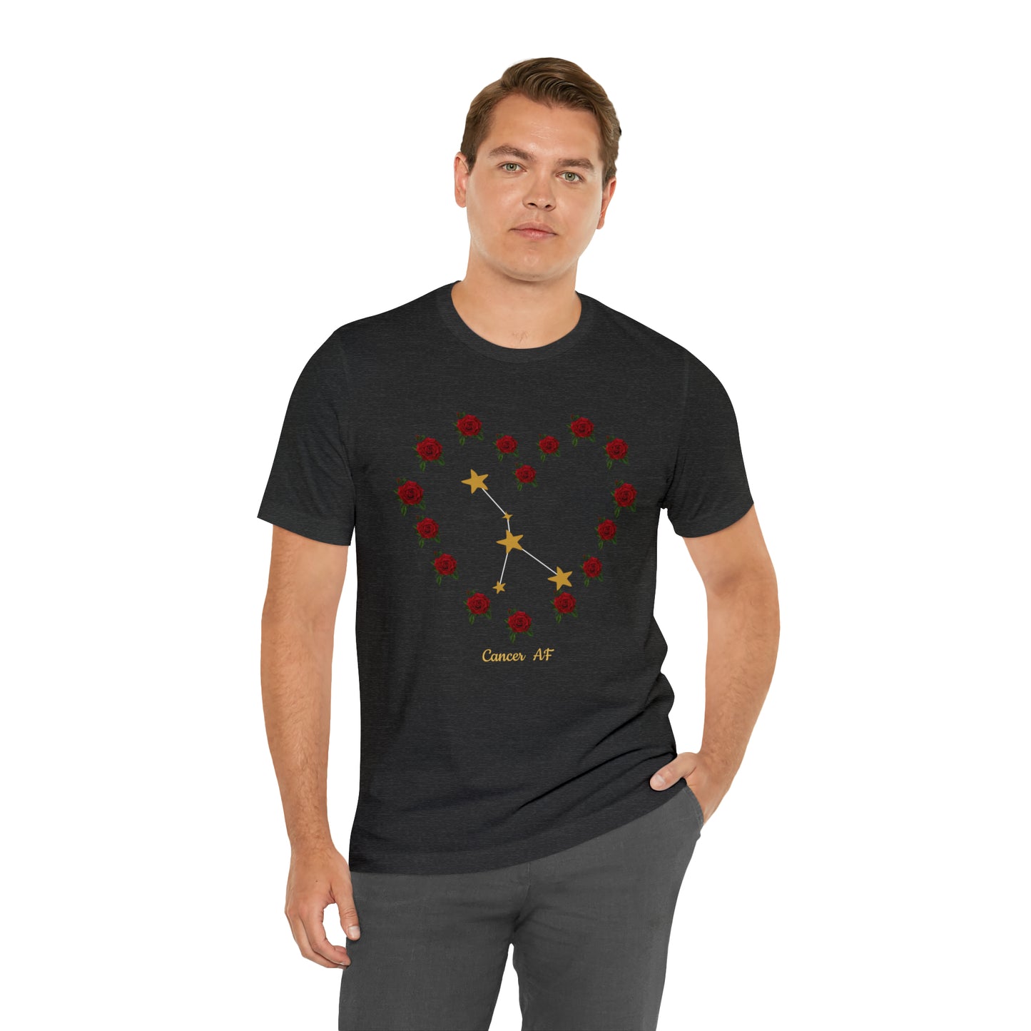 Cancer AF Rose T-Shirt | Fun Cancer T-Shirt | Zodiac T-Shirt | Zodiac Sign Shirt | Astrology | Star Sign | Unisex Jersey Short Sleeve Tee