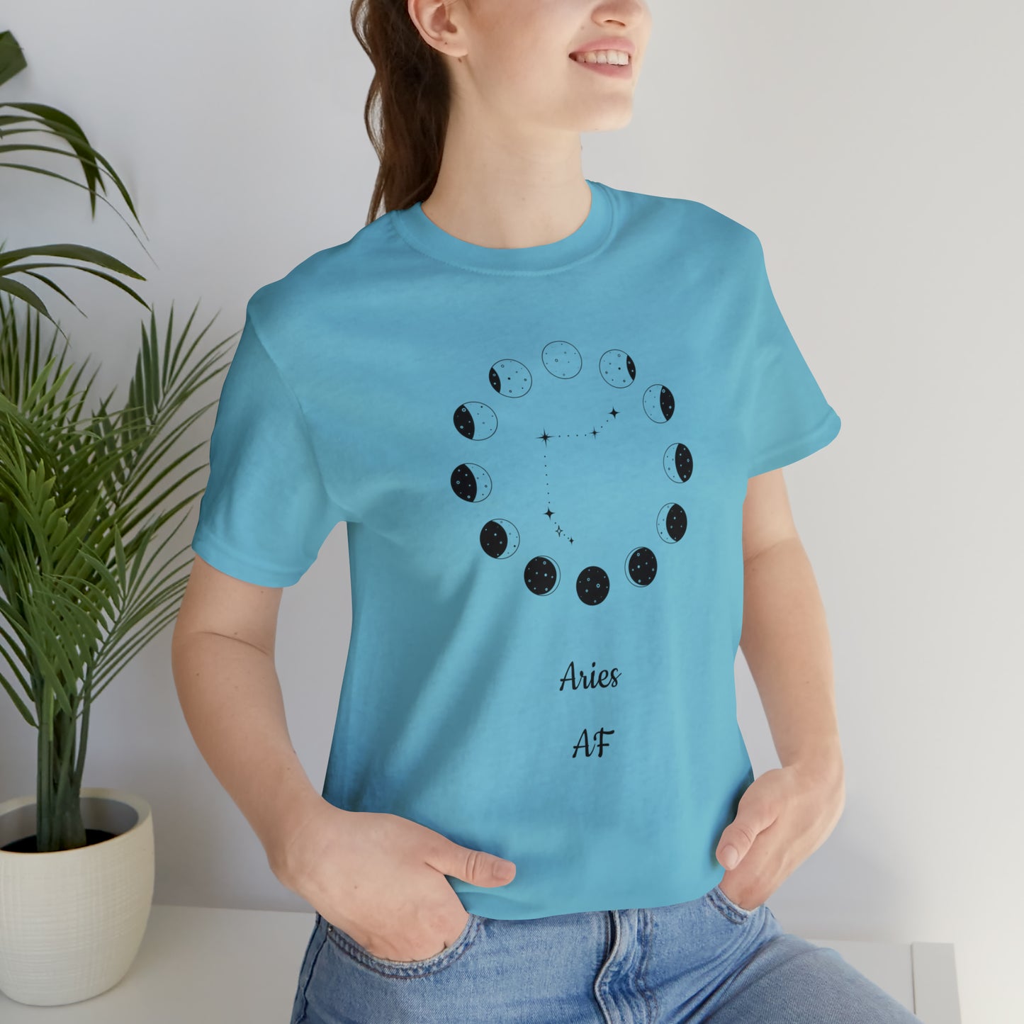 Aries Moon Cycle AF T-Shirt | Fun Aries T-Shirt | Zodiac T-Shirt | Zodiac Sign Shirt | Astrology | Star Sign | Unisex Jersey Short Sleeve Tee