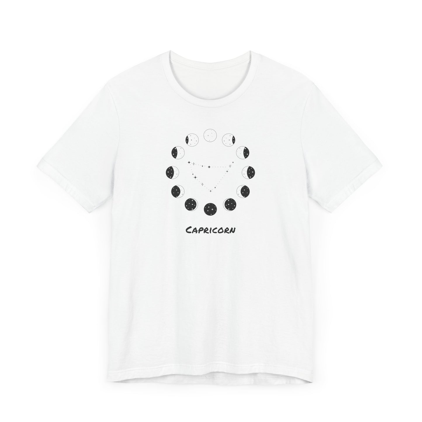 Capricorn Moon Phase T-Shirt | Fun Capricorn T-Shirt | Zodiac T-Shirt | Zodiac Sign Shirt | Astrology | Star Sign | Unisex Jersey Short Sleeve Tee