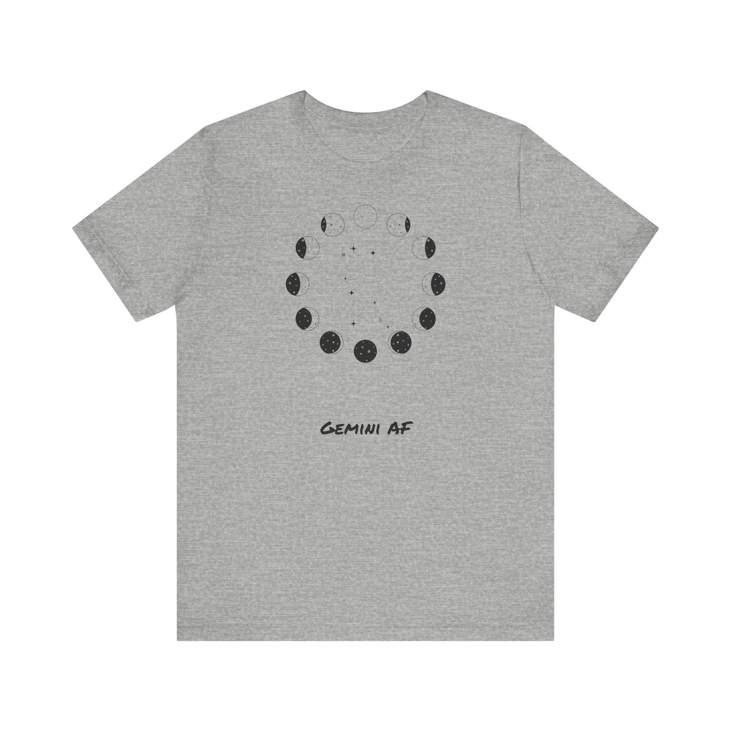 Gemini AF Moon Phase T-Shirt | Fun Gemini T-Shirt | Zodiac T-Shirt | Zodiac Sign Shirt | Astrology | Star Sign | Unisex Jersey Short Sleeve Tee