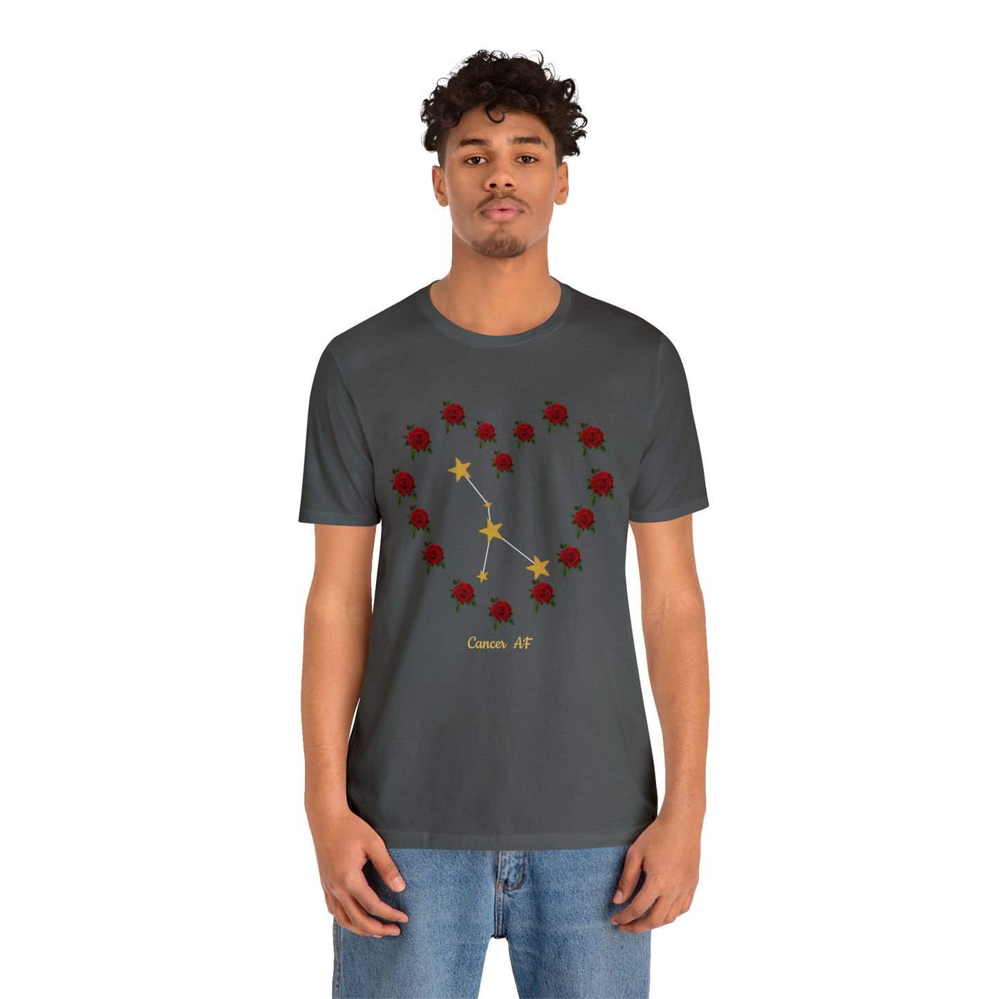 Cancer AF Rose T-Shirt | Fun Cancer T-Shirt | Zodiac T-Shirt | Zodiac Sign Shirt | Astrology | Star Sign | Unisex Jersey Short Sleeve Tee