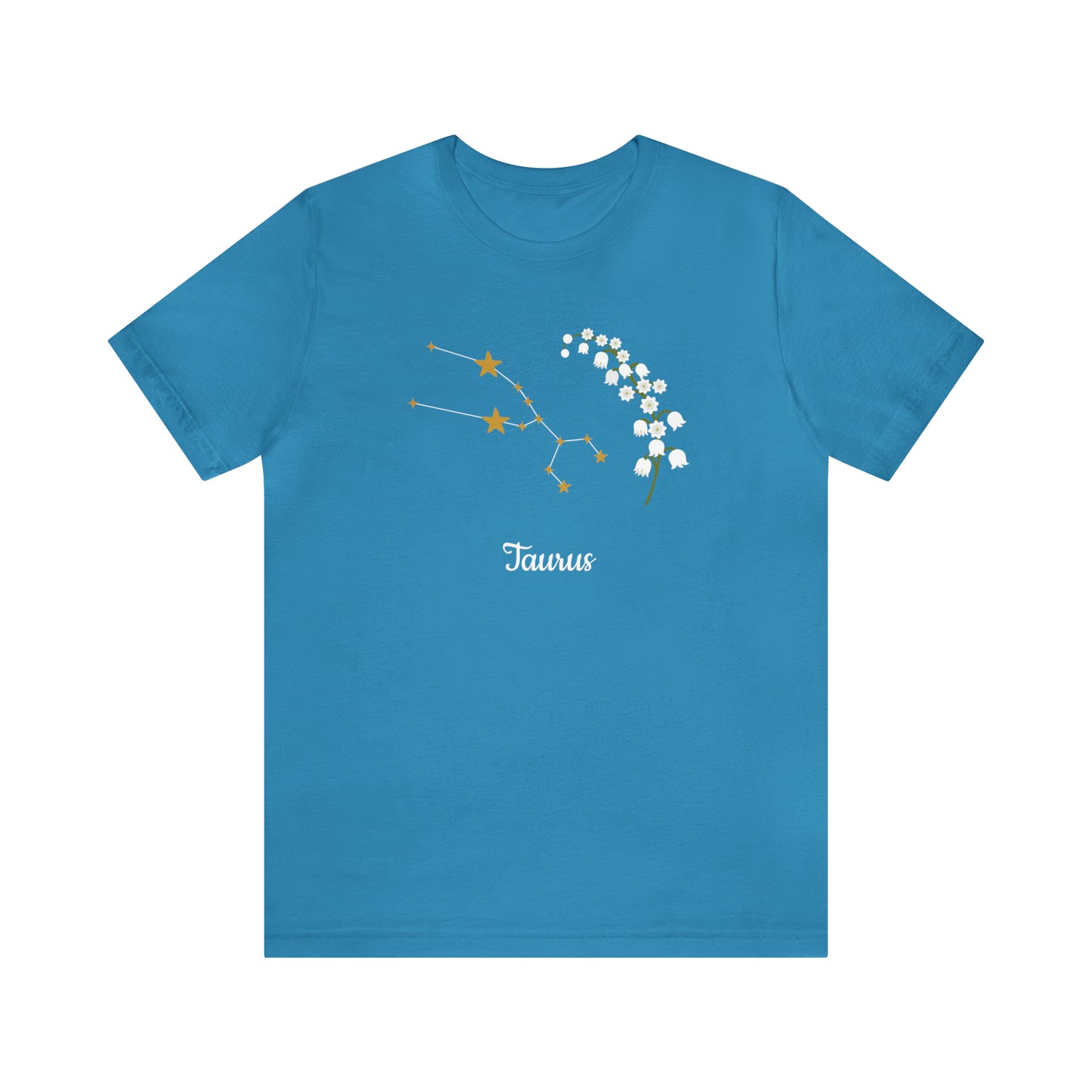 Taurus Stars & Flowers T-Shirt | Fun Taurus T-Shirt | Zodiac T-Shirt | Zodiac Sign Shirt | Astrology | Star Sign | Unisex Jersey Short Sleeve Tee