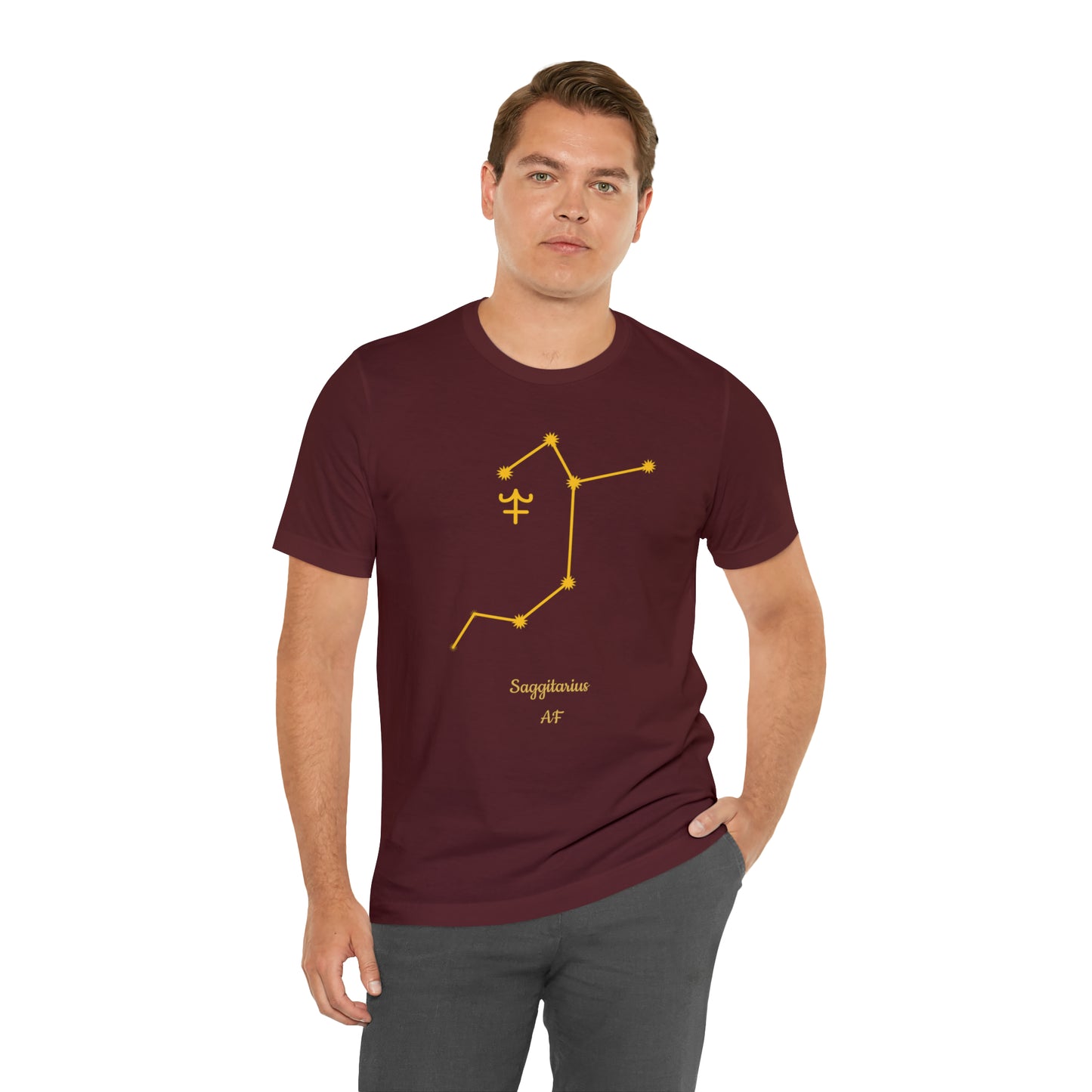 Sagittarius Symbol & Stars AF T-Shirt | Fun Sagittarius T-Shirt | Zodiac T-Shirt | Zodiac Sign Shirt | Astrology | Star Sign | Unisex Jersey Short Sleeve Tee