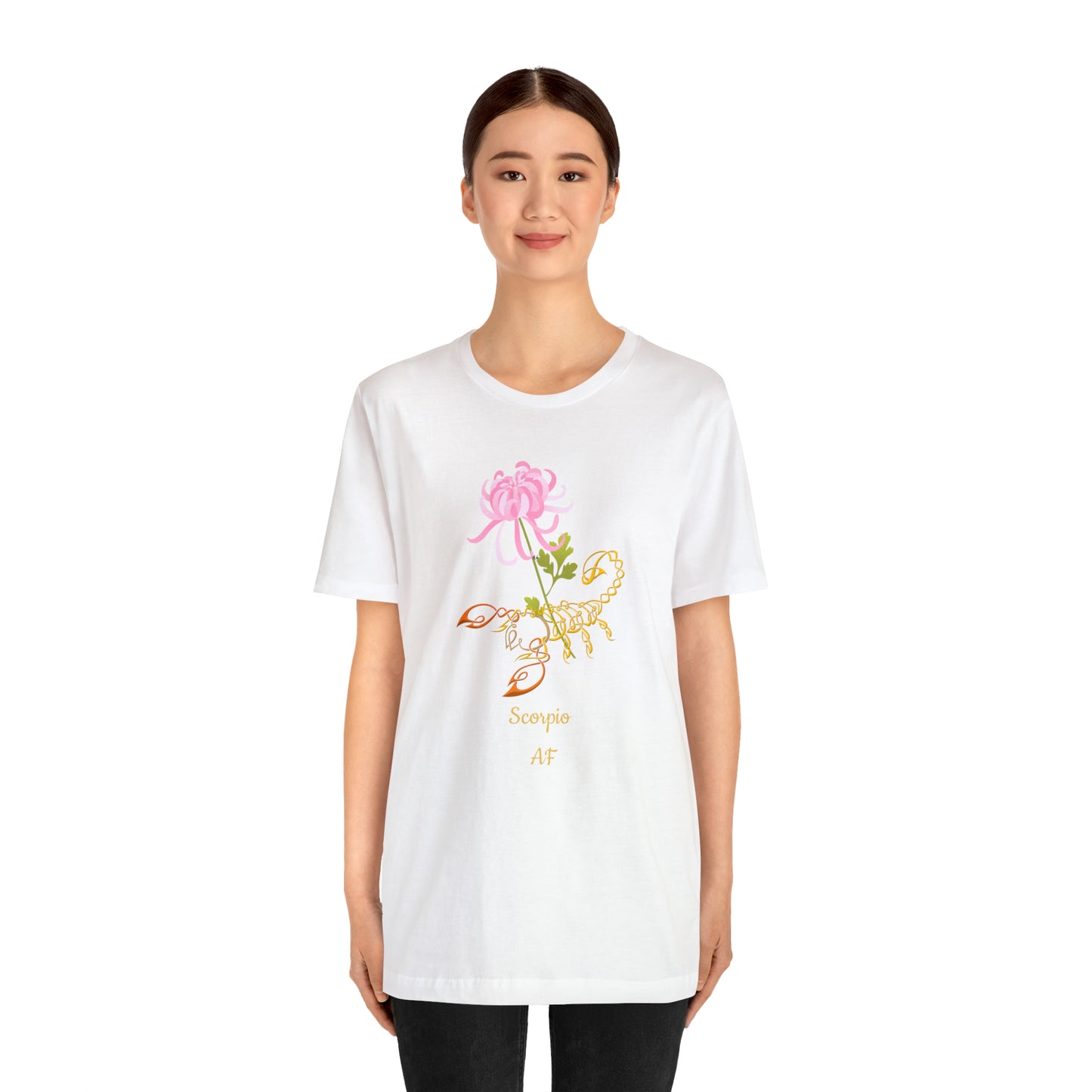 Scorpion & Flower AF T-Shirt | Fun Scorpio T-Shirt | Zodiac T-Shirt | Zodiac Sign Shirt | Astrology | Star Sign | Unisex Jersey Short Sleeve Tee