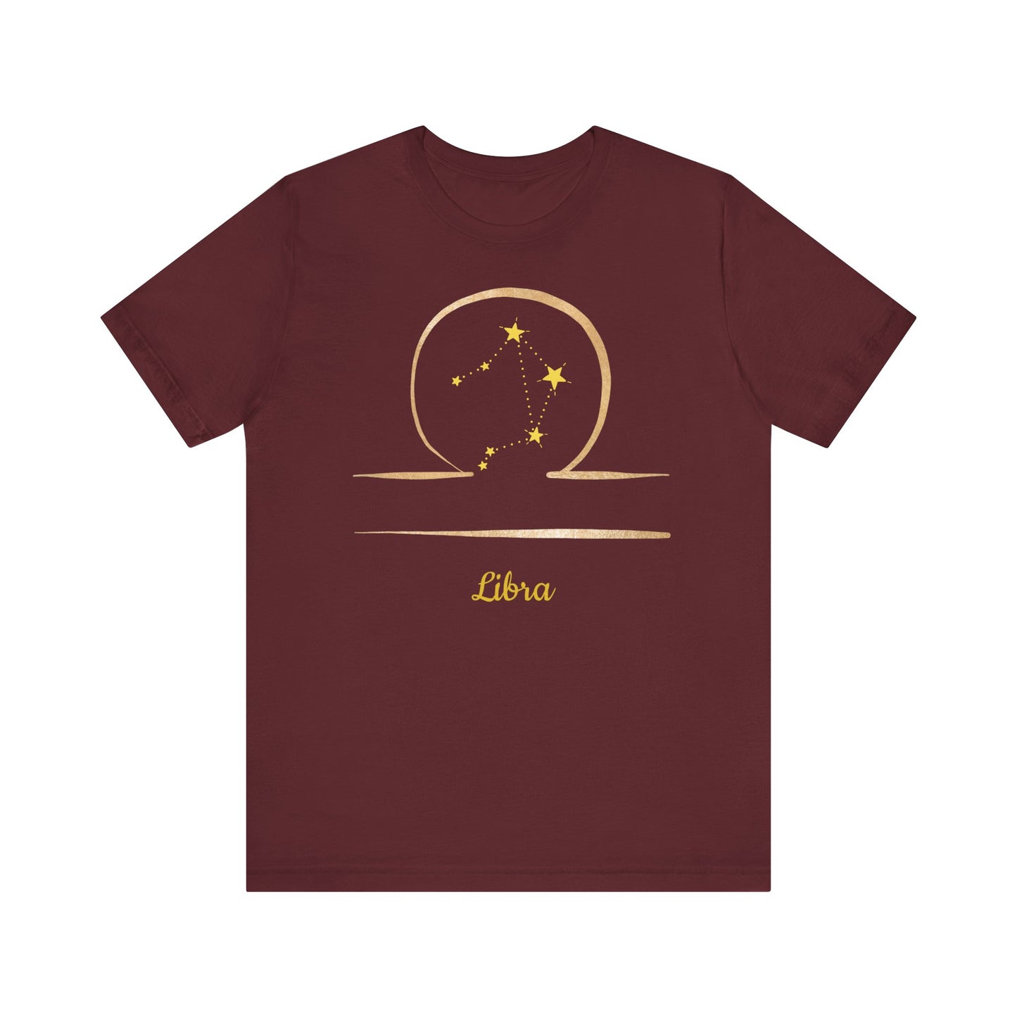 Libra Symbol T-Shirt And Stars | Fun Libra T-Shirt | Zodiac T-Shirt | Zodiac Sign Shirt | Astrology | Star Sign | Unisex Jersey Short Sleeve Tee