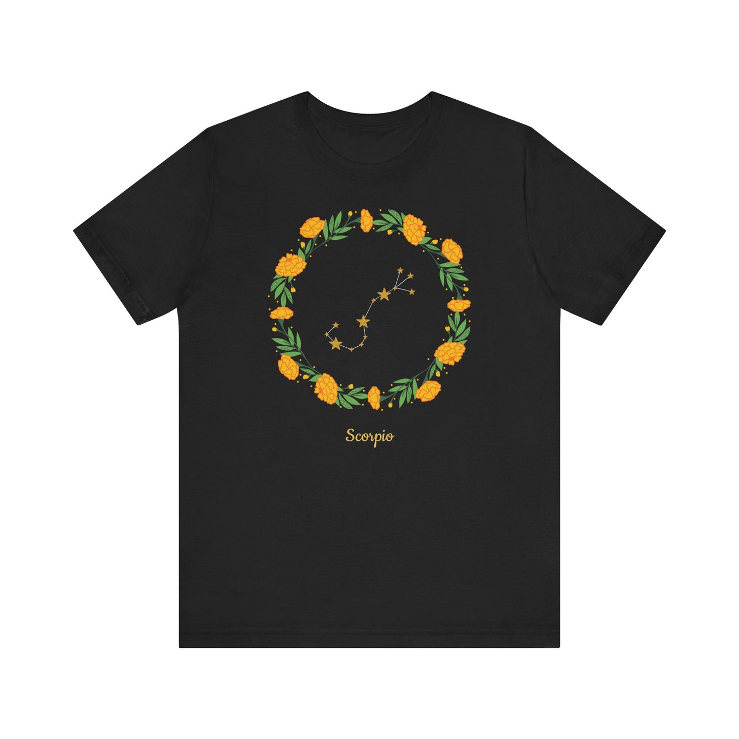 Scorpio Stars & Garland T-Shirt | Fun Scorpio T-Shirt | Zodiac T-Shirt | Zodiac Sign Shirt | Astrology | Star Sign | Unisex Jersey Short Sleeve Tee