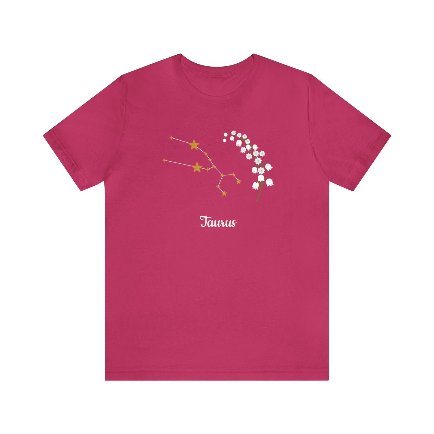 Taurus Stars & Flowers T-Shirt | Fun Taurus T-Shirt | Zodiac T-Shirt | Zodiac Sign Shirt | Astrology | Star Sign | Unisex Jersey Short Sleeve Tee