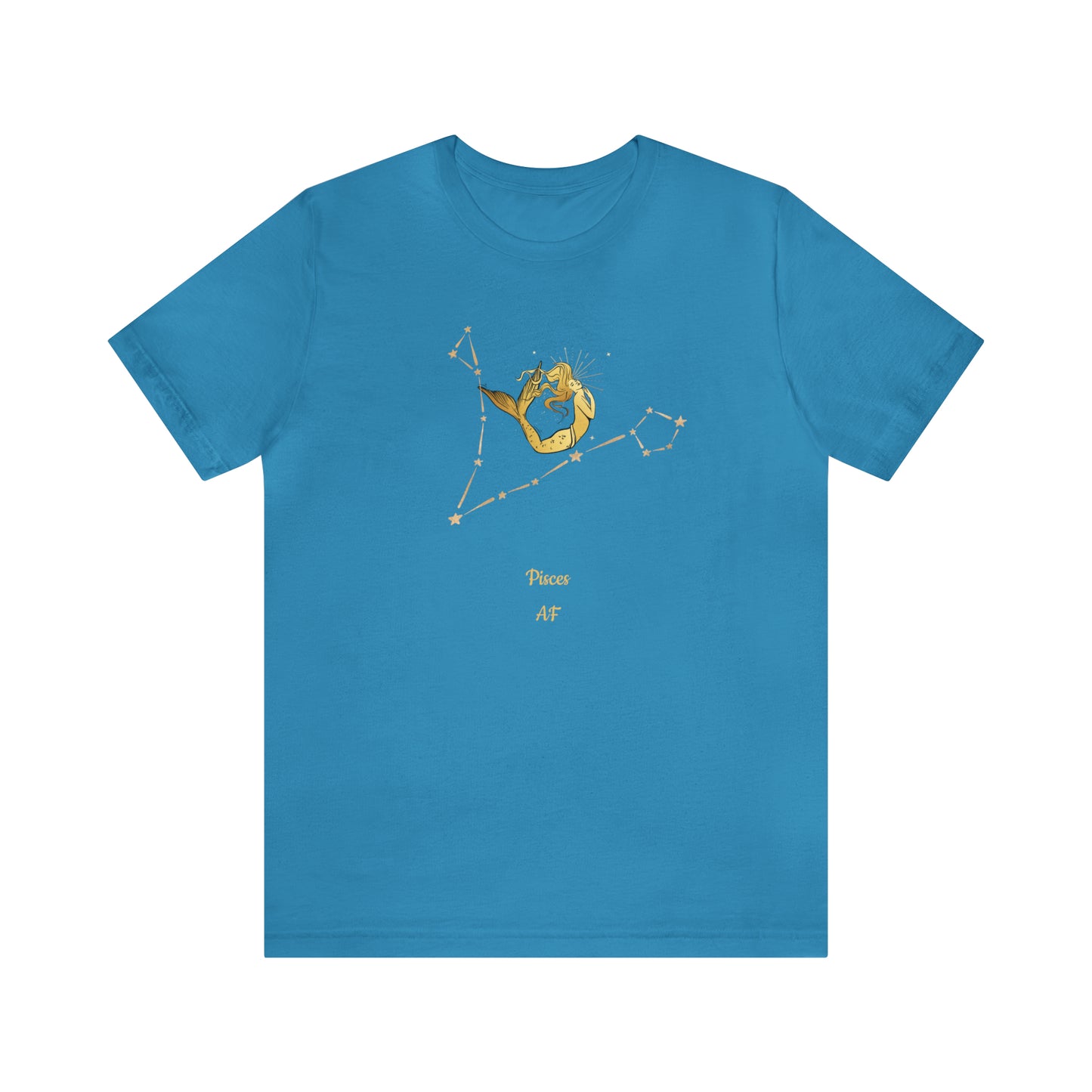 Pisces Stars & Mermaid AF T-Shirt | Fun Pisces T-Shirt | Zodiac T-Shirt | Zodiac Sign Shirt | Astrology | Star Sign | Unisex Jersey Short Sleeve Tee