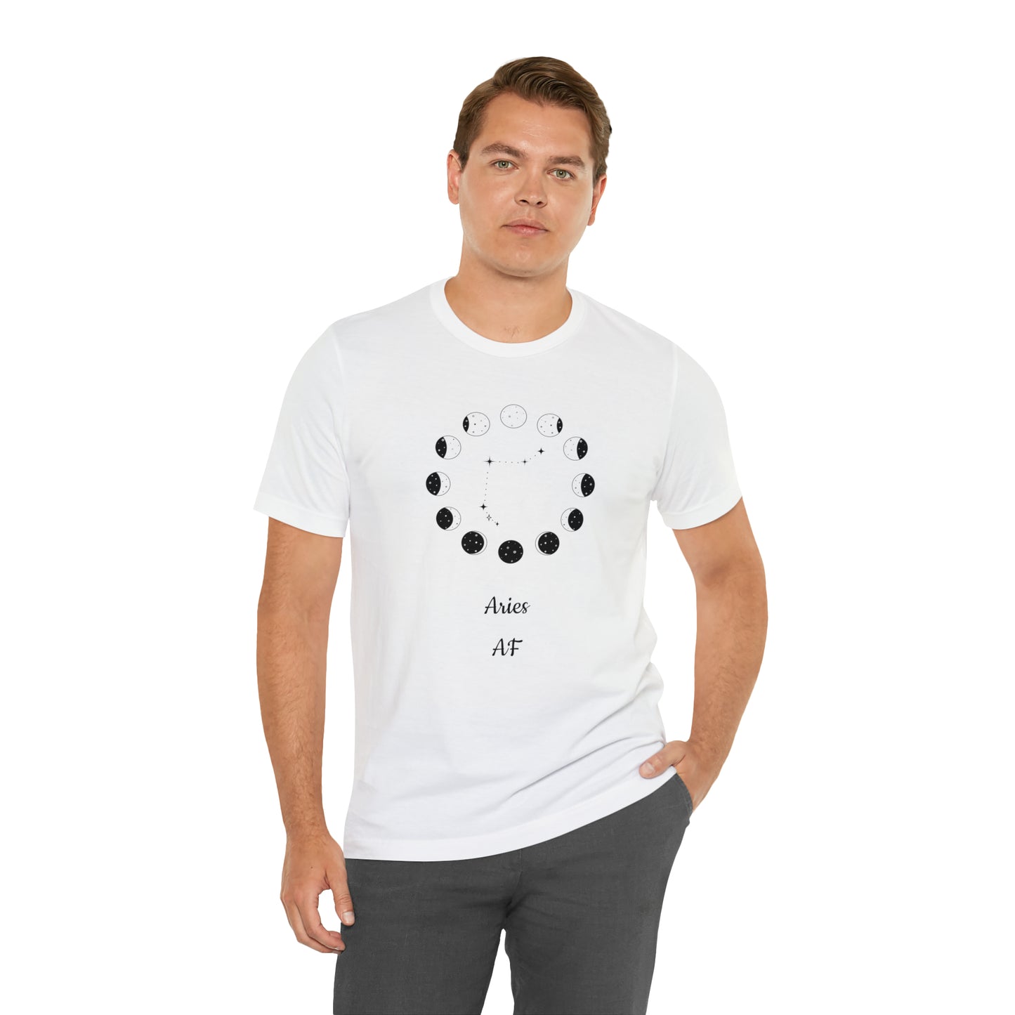 Aries Moon Cycle AF T-Shirt | Fun Aries T-Shirt | Zodiac T-Shirt | Zodiac Sign Shirt | Astrology | Star Sign | Unisex Jersey Short Sleeve Tee