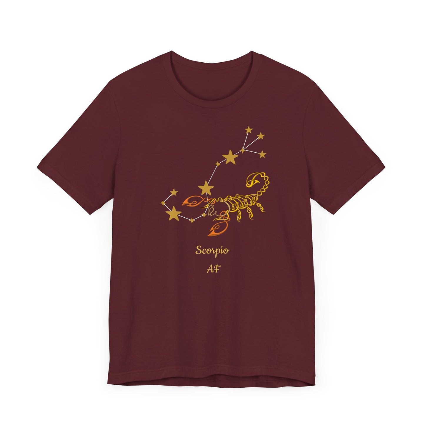 Scorpio AF Stars & Scorpion Symbol T-Shirt | Fun Scorpio T-Shirt | Zodiac T-Shirt | Zodiac Sign Shirt | Astrology | Star Sign | Unisex Jersey Short Sleeve Tee