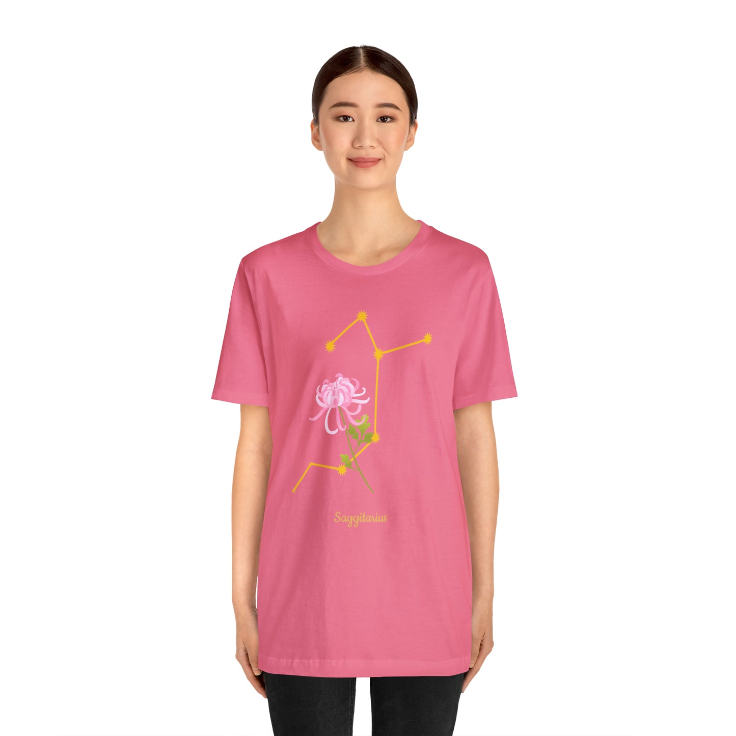 Sagittarius Flower & Stars T-Shirt | Fun Sagittarius T-Shirt | Zodiac T-Shirt | Zodiac Sign Shirt | Astrology | Star Sign | Unisex Jersey Short Sleeve Tee