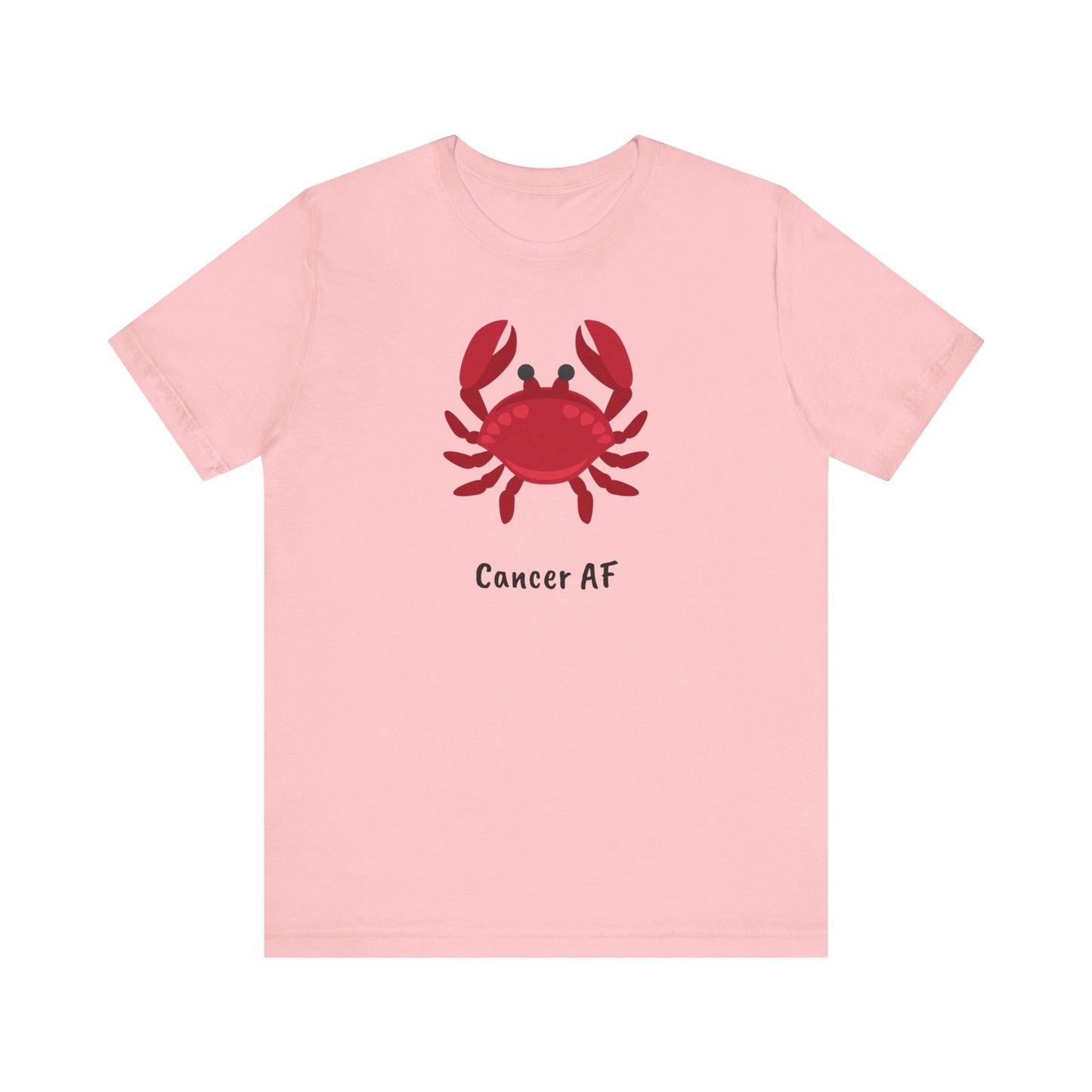 Cancer AF Red Crab T-Shirt White | Fun Cancer T-Shirt | Zodiac T-Shirt | Zodiac Sign Shirt | Astrology | Star Sign | Unisex Jersey Short Sleeve Tee