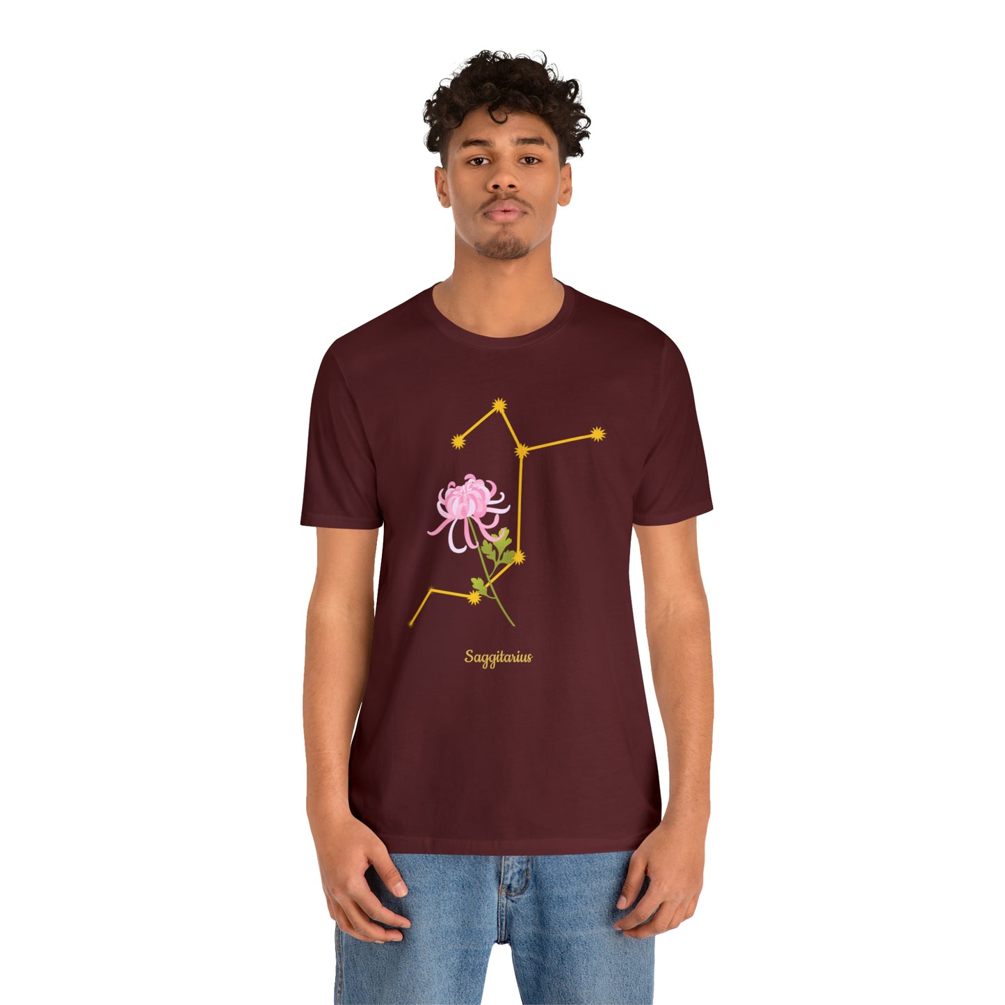 Sagittarius Flower & Stars T-Shirt | Fun Sagittarius T-Shirt | Zodiac T-Shirt | Zodiac Sign Shirt | Astrology | Star Sign | Unisex Jersey Short Sleeve Tee