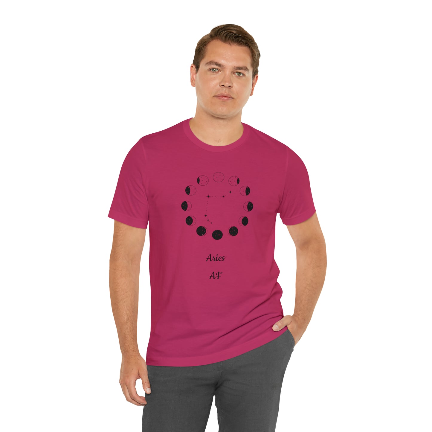 Aries Moon Cycle AF T-Shirt | Fun Aries T-Shirt | Zodiac T-Shirt | Zodiac Sign Shirt | Astrology | Star Sign | Unisex Jersey Short Sleeve Tee