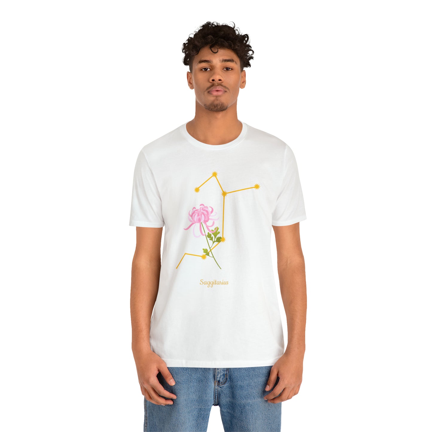 Sagittarius Flower & Stars T-Shirt | Fun Sagittarius T-Shirt | Zodiac T-Shirt | Zodiac Sign Shirt | Astrology | Star Sign | Unisex Jersey Short Sleeve Tee