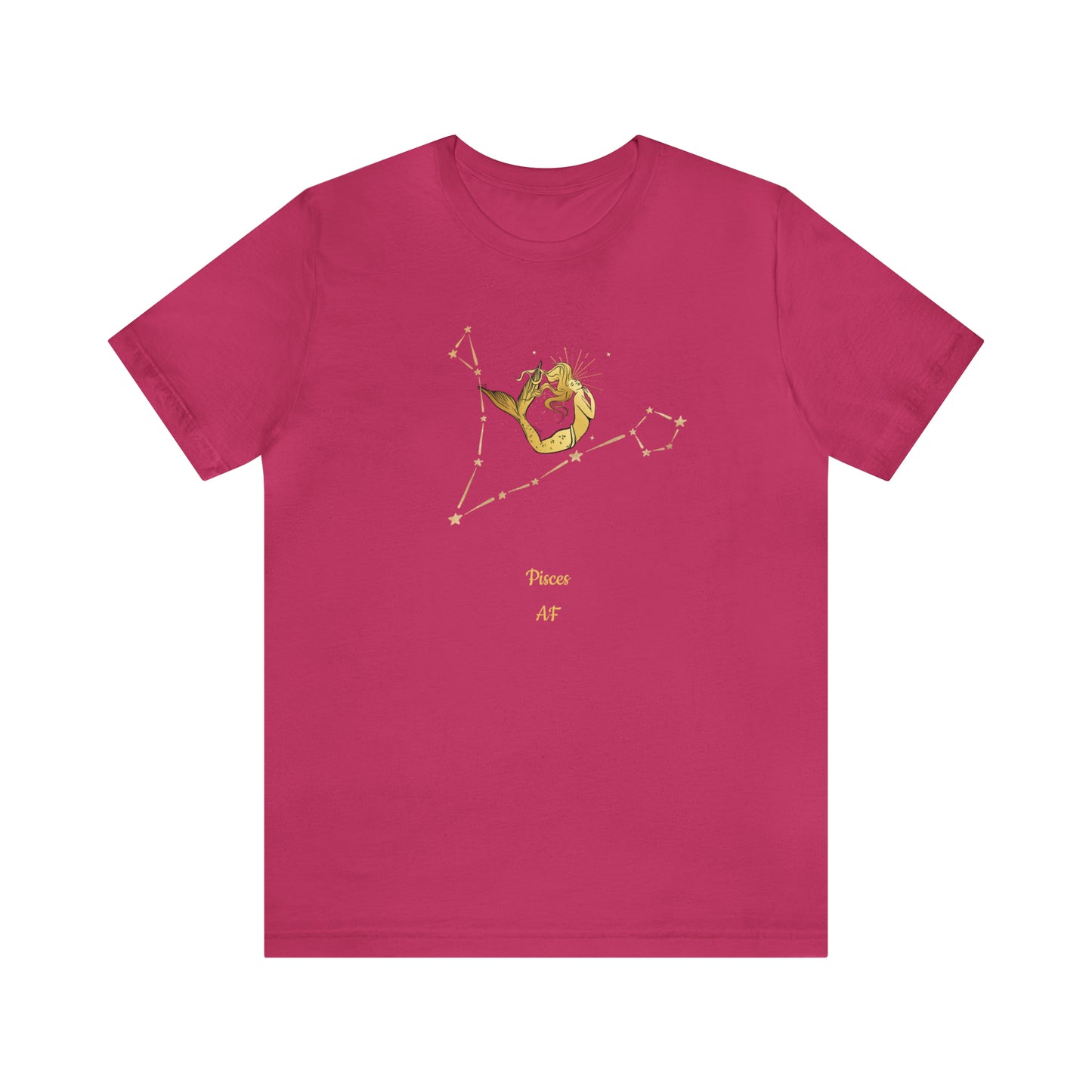 Pisces Stars & Mermaid AF T-Shirt | Fun Pisces T-Shirt | Zodiac T-Shirt | Zodiac Sign Shirt | Astrology | Star Sign | Unisex Jersey Short Sleeve Tee