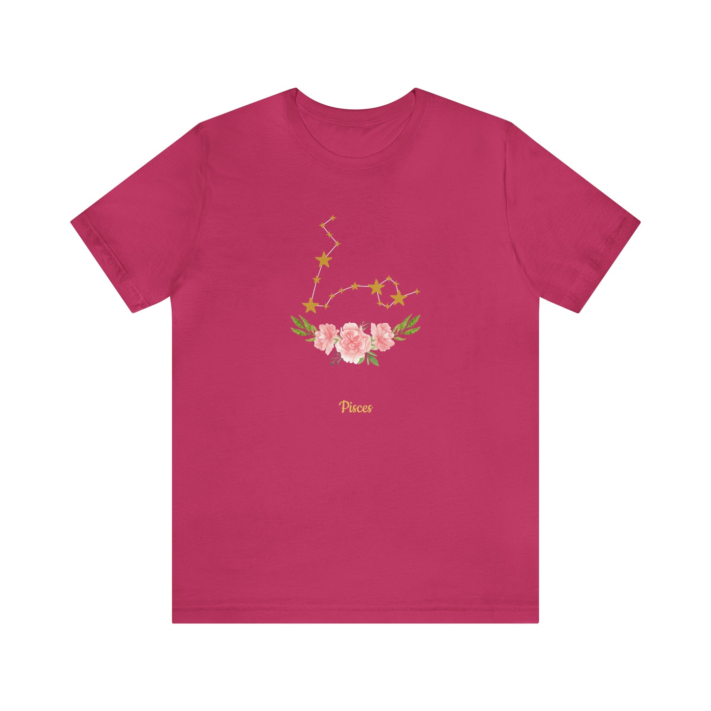 Pisces Star & Flowers T-Shirt | Fun Pisces T-Shirt | Zodiac T-Shirt | Zodiac Sign Shirt | Astrology | Star Sign | Unisex Jersey Short Sleeve Tee