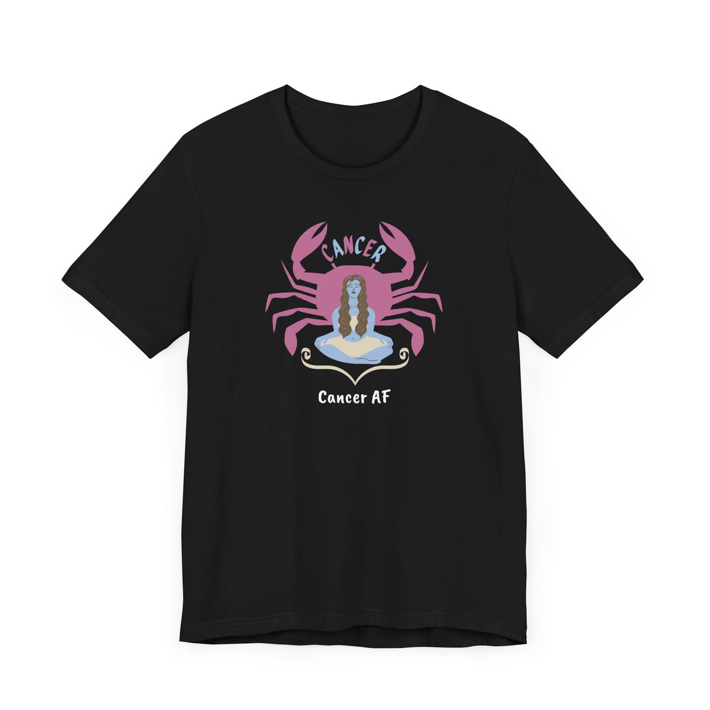 Cancer AF Lady and Crab T-Shirt | Fun Cancer Crab T-Shirt | Zodiac T-Shirt | Zodiac Sign Shirt | Astrology | Star Sign | Unisex Jersey Short Sleeve Tee