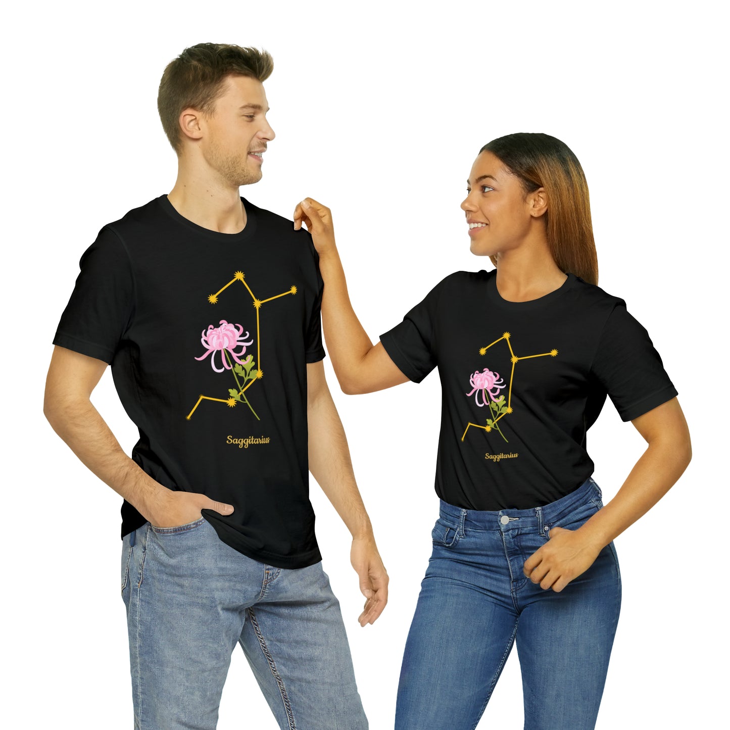 Sagittarius Flower & Stars T-Shirt | Fun Sagittarius T-Shirt | Zodiac T-Shirt | Zodiac Sign Shirt | Astrology | Star Sign | Unisex Jersey Short Sleeve Tee