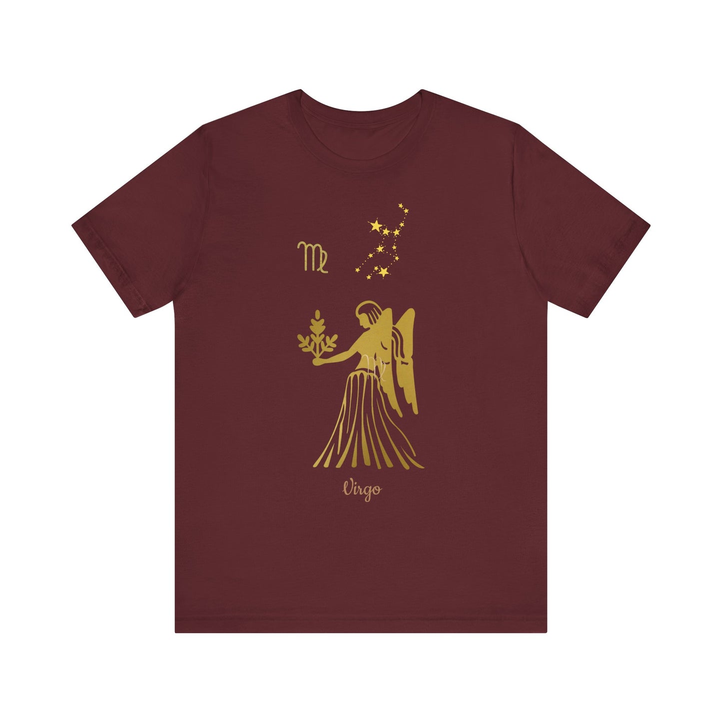 Virgo Angel T-Shirt And Stars | Fun Virgo T-Shirt | Zodiac T-Shirt | Zodiac Sign Shirt | Astrology | Star Sign | Unisex Jersey Short Sleeve Tee