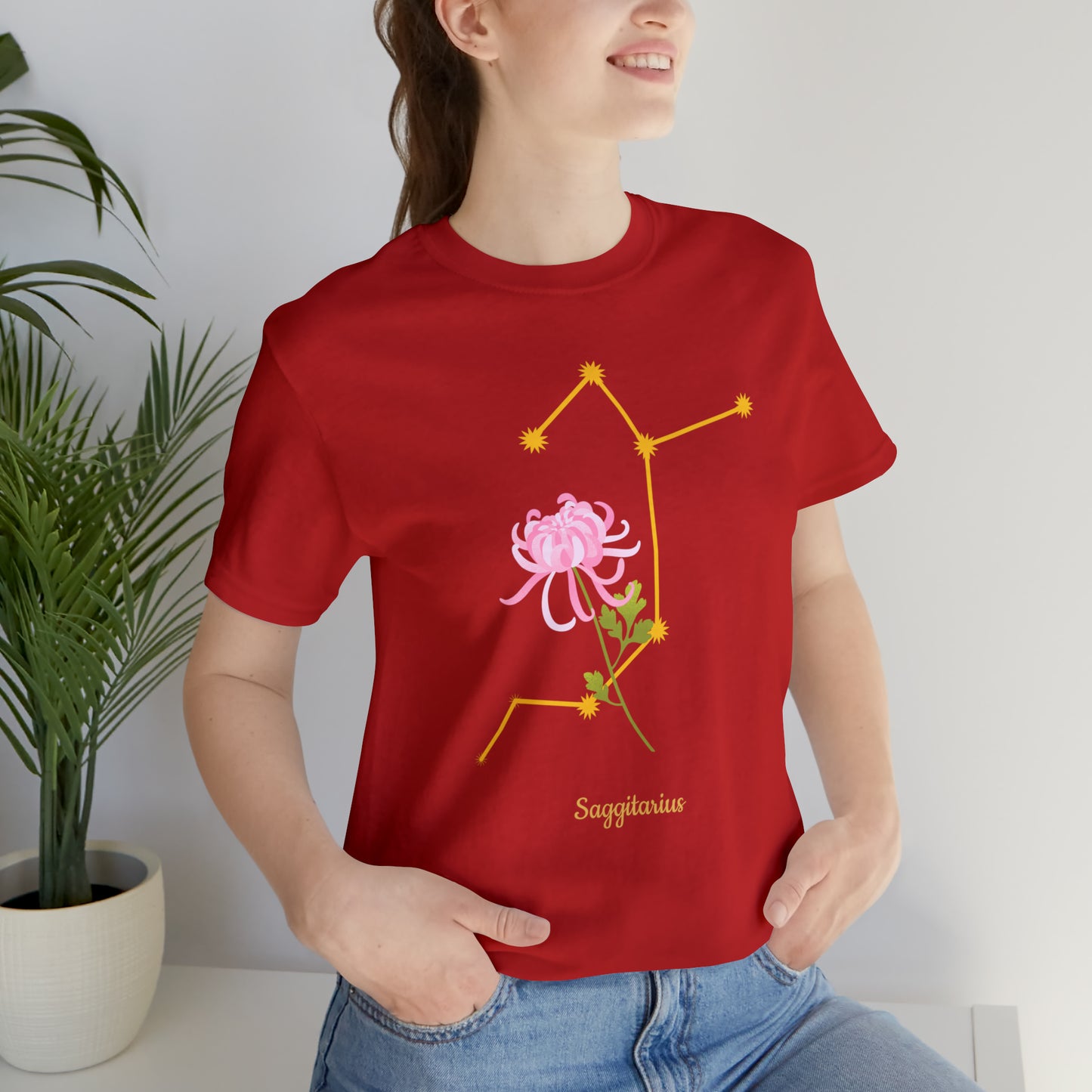 Sagittarius Flower & Stars T-Shirt | Fun Sagittarius T-Shirt | Zodiac T-Shirt | Zodiac Sign Shirt | Astrology | Star Sign | Unisex Jersey Short Sleeve Tee
