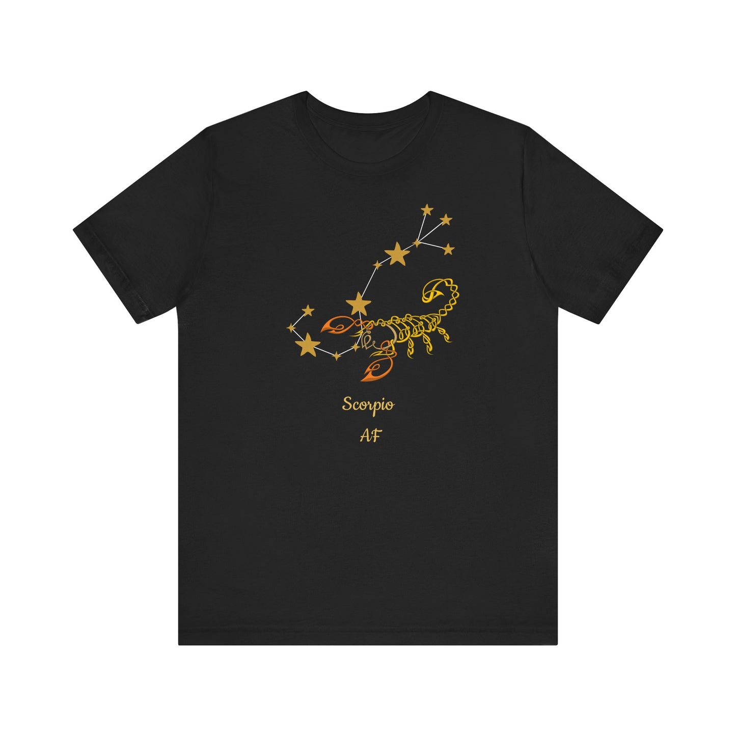Scorpio AF Stars & Scorpion Symbol T-Shirt | Fun Scorpio T-Shirt | Zodiac T-Shirt | Zodiac Sign Shirt | Astrology | Star Sign | Unisex Jersey Short Sleeve Tee