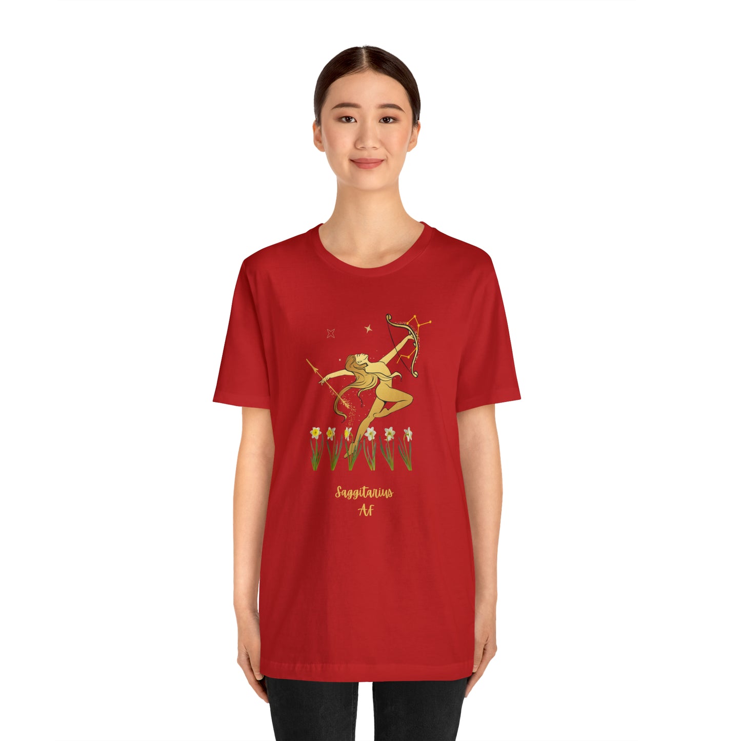 Sagittarius Nymph & Stars AF T-Shirt | Fun Sagittarius T-Shirt | Zodiac T-Shirt | Zodiac Sign Shirt | Astrology | Star Sign | Unisex Jersey Short Sleeve Tee