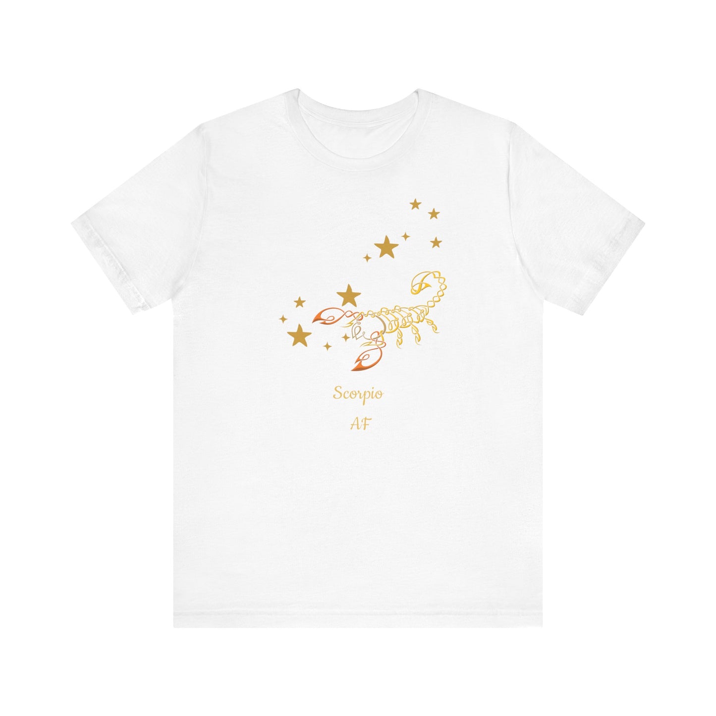 Scorpio AF Stars & Scorpion Symbol T-Shirt | Fun Scorpio T-Shirt | Zodiac T-Shirt | Zodiac Sign Shirt | Astrology | Star Sign | Unisex Jersey Short Sleeve Tee