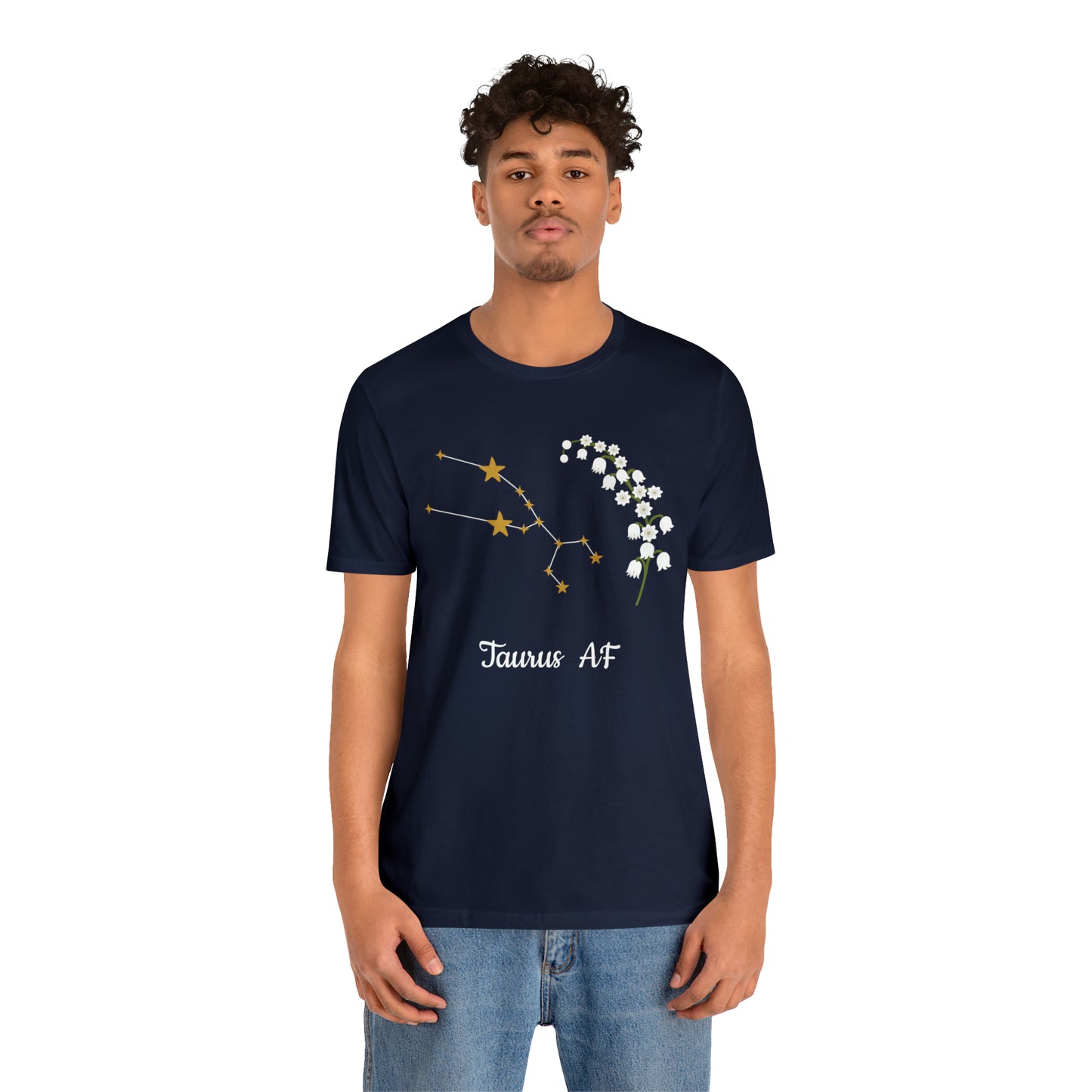 Taurus Stars & Flowers AF T-Shirt | Fun Taurus T-Shirt | Zodiac T-Shirt | Zodiac Sign Shirt | Astrology | Star Sign | Unisex Jersey Short Sleeve Tee