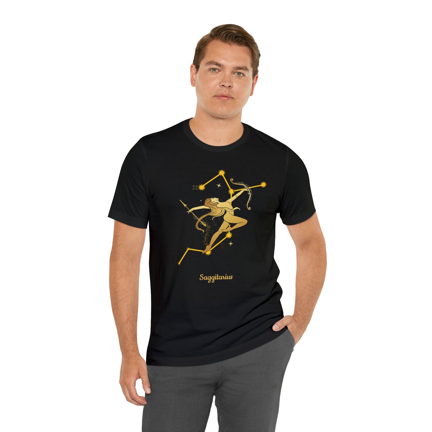 Sagittarius Nymph & Stars T-Shirt | Fun Sagittarius T-Shirt | Zodiac T-Shirt | Zodiac Sign Shirt | Astrology | Star Sign | Unisex Jersey Short Sleeve Tee
