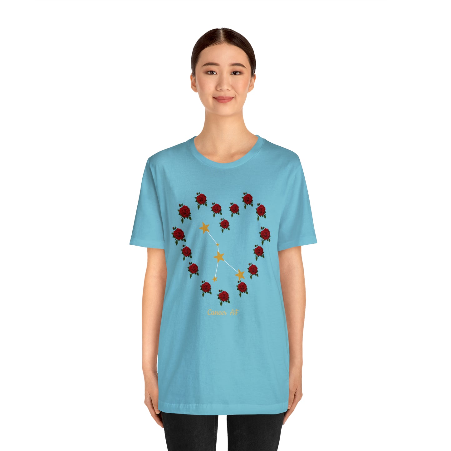 Cancer AF Rose T-Shirt | Fun Cancer T-Shirt | Zodiac T-Shirt | Zodiac Sign Shirt | Astrology | Star Sign | Unisex Jersey Short Sleeve Tee