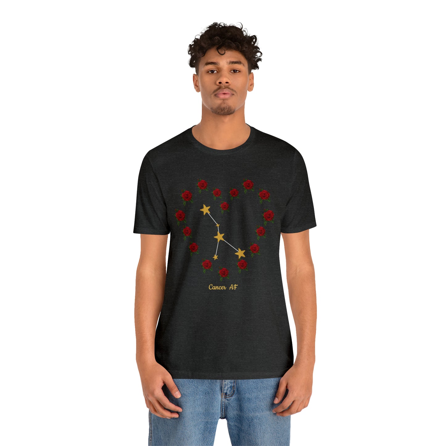 Cancer AF Rose T-Shirt | Fun Cancer T-Shirt | Zodiac T-Shirt | Zodiac Sign Shirt | Astrology | Star Sign | Unisex Jersey Short Sleeve Tee