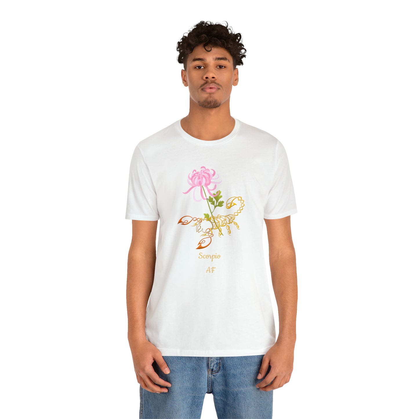 Scorpion & Flower AF T-Shirt | Fun Scorpio T-Shirt | Zodiac T-Shirt | Zodiac Sign Shirt | Astrology | Star Sign | Unisex Jersey Short Sleeve Tee