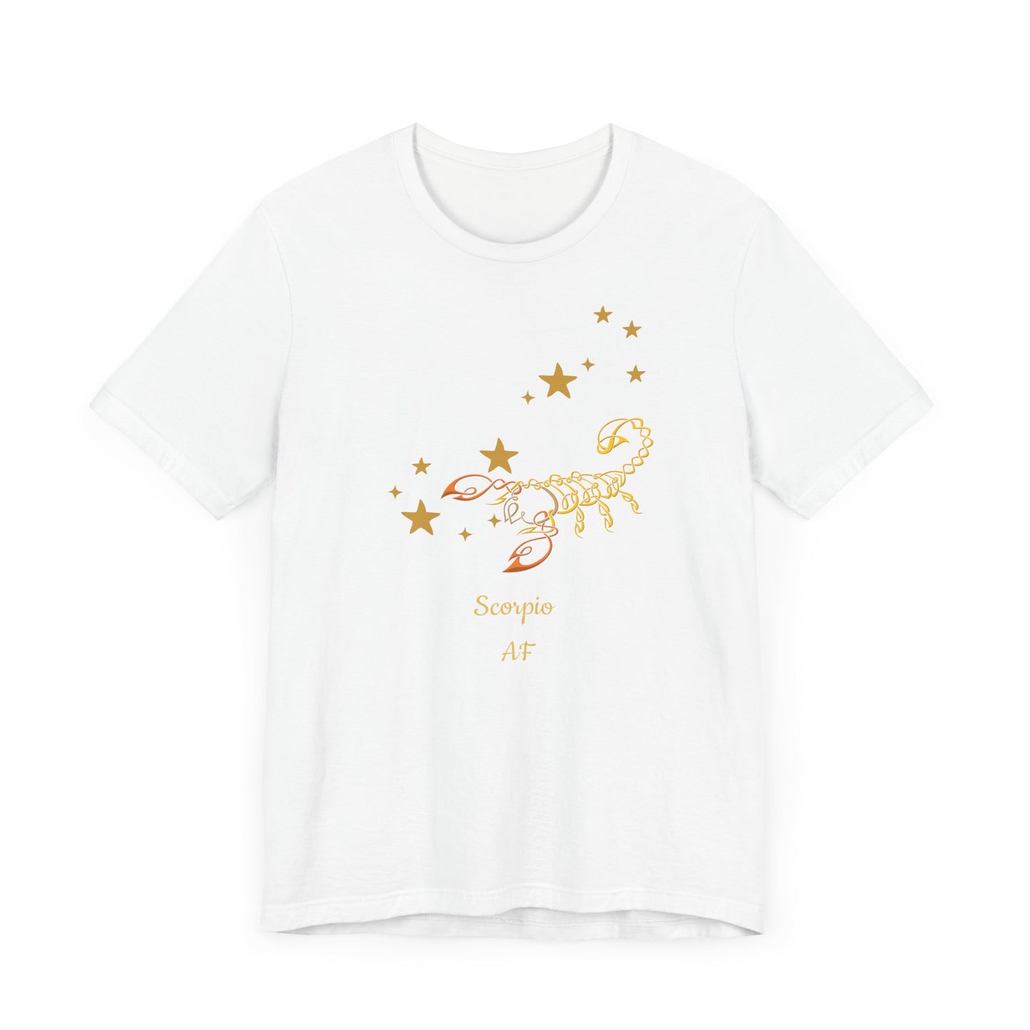 Scorpio AF Stars & Scorpion Symbol T-Shirt | Fun Scorpio T-Shirt | Zodiac T-Shirt | Zodiac Sign Shirt | Astrology | Star Sign | Unisex Jersey Short Sleeve Tee