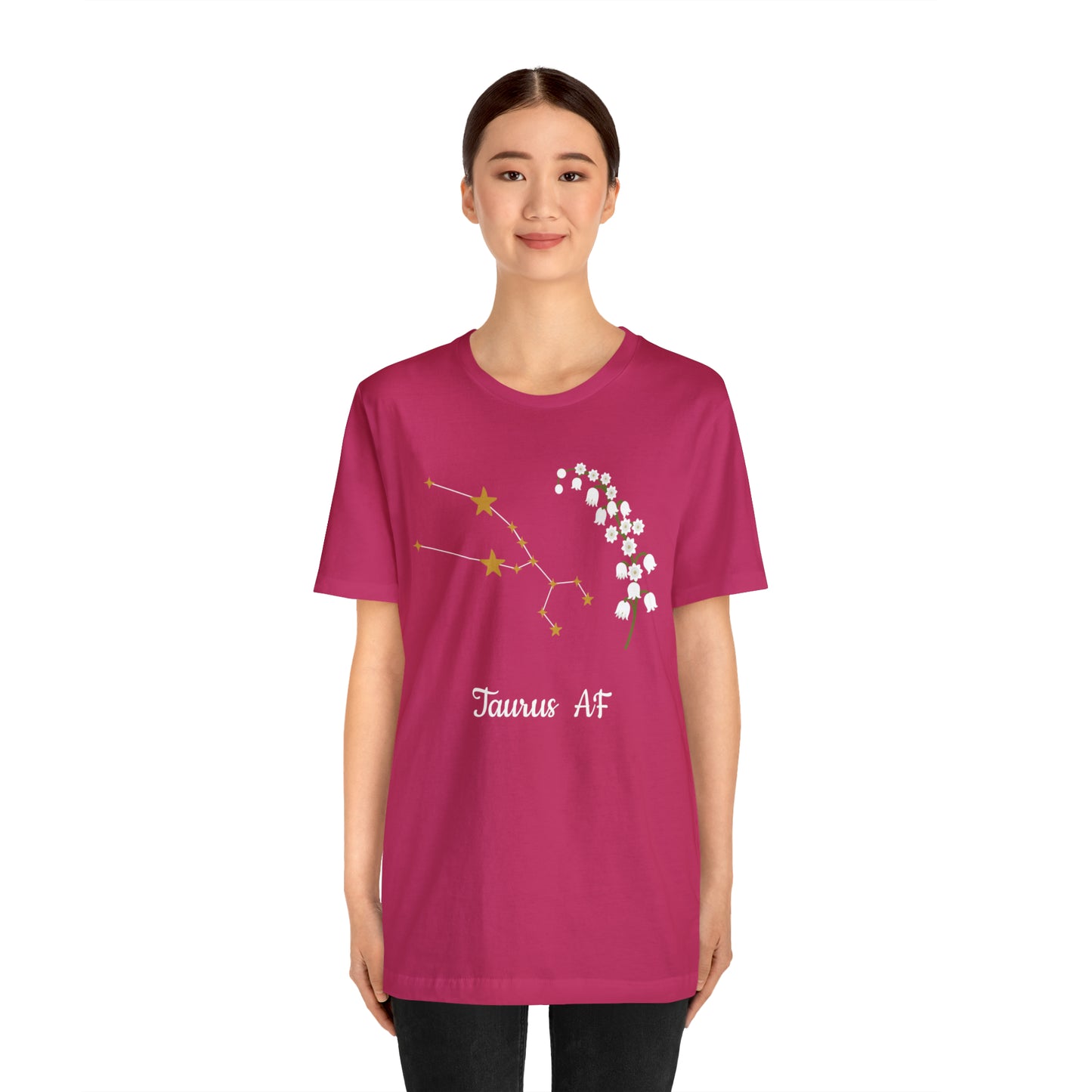 Taurus Stars & Flowers AF T-Shirt | Fun Taurus T-Shirt | Zodiac T-Shirt | Zodiac Sign Shirt | Astrology | Star Sign | Unisex Jersey Short Sleeve Tee