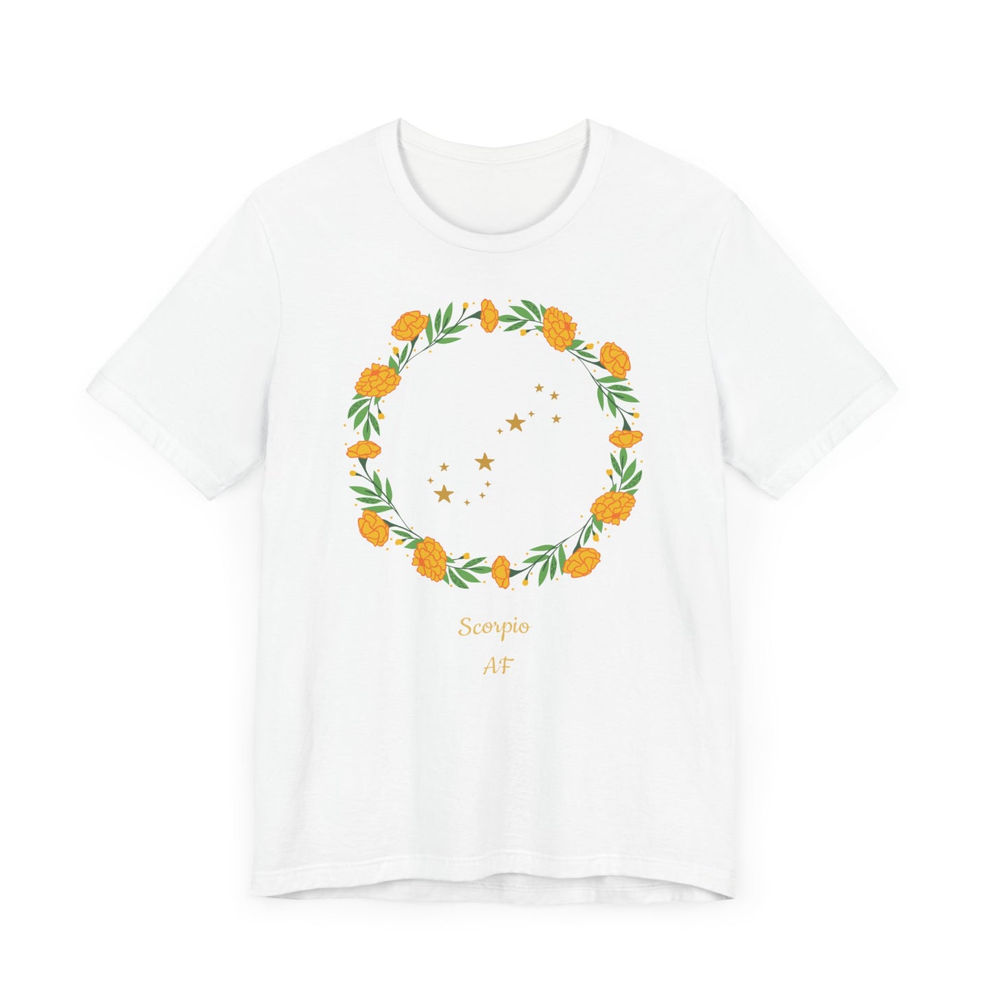 Scorpio Stars & Garland AF T-Shirt | Fun Scorpio T-Shirt | Zodiac T-Shirt | Zodiac Sign Shirt | Astrology | Star Sign | Unisex Jersey Short Sleeve Tee