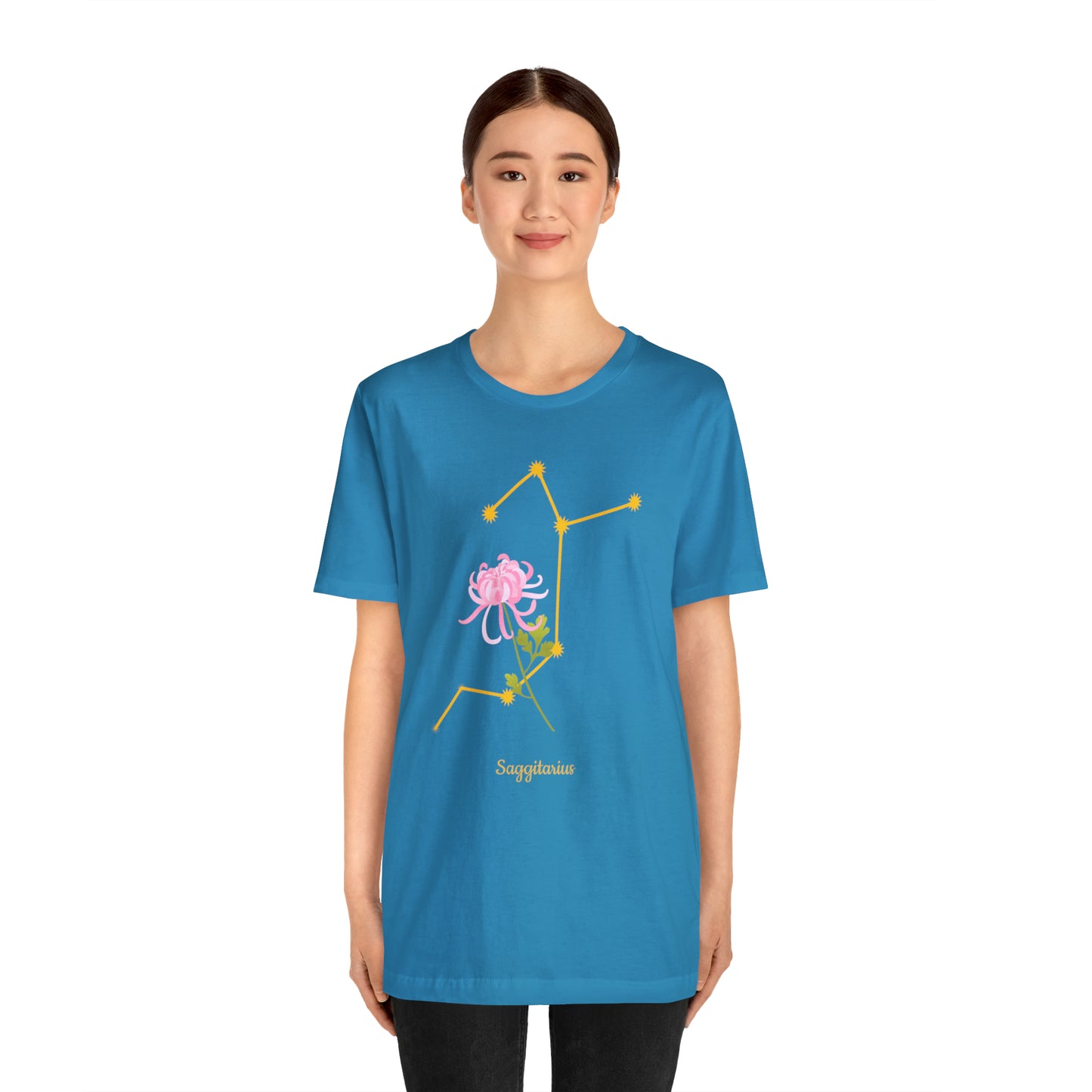 Sagittarius Flower & Stars T-Shirt | Fun Sagittarius T-Shirt | Zodiac T-Shirt | Zodiac Sign Shirt | Astrology | Star Sign | Unisex Jersey Short Sleeve Tee