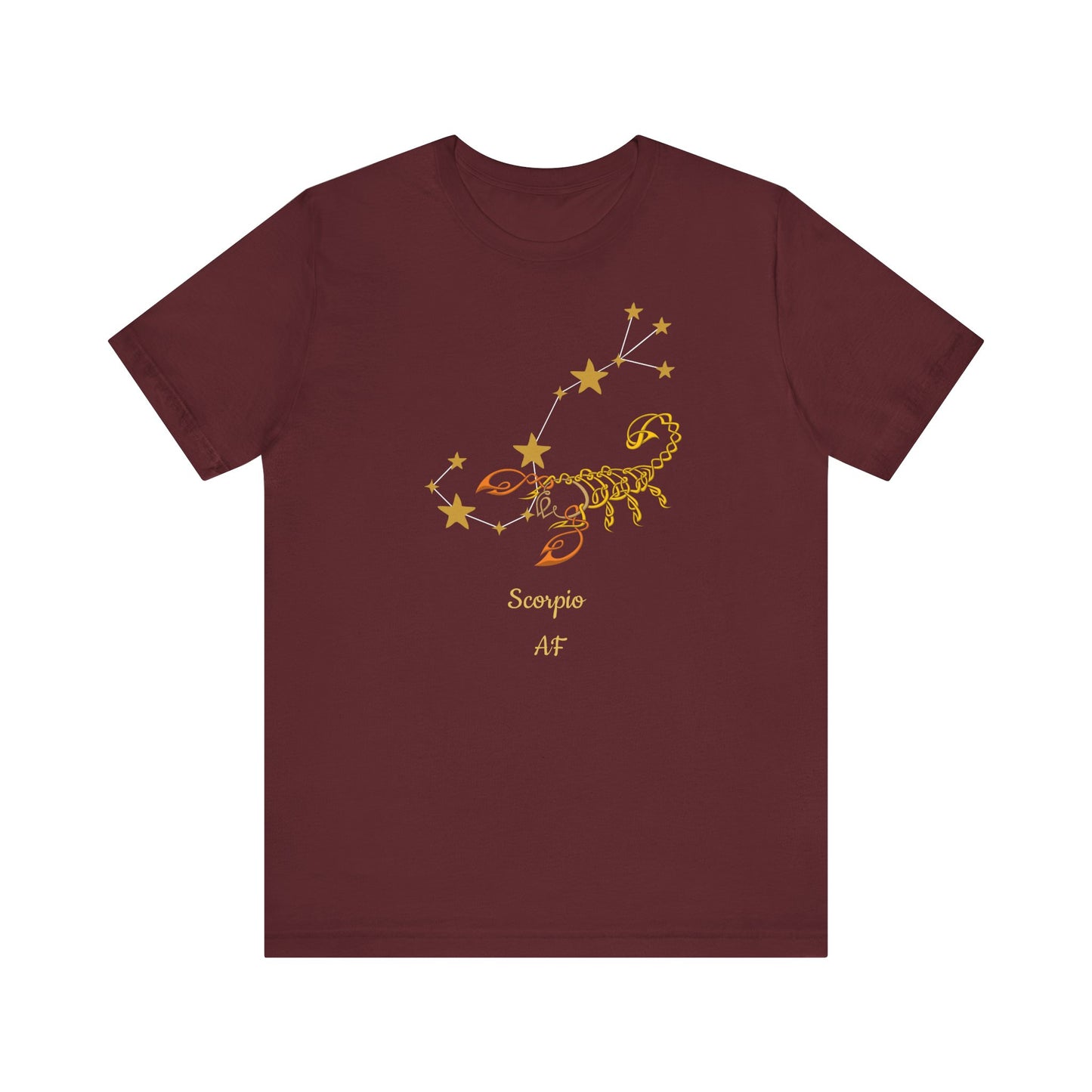 Scorpio AF Stars & Scorpion Symbol T-Shirt | Fun Scorpio T-Shirt | Zodiac T-Shirt | Zodiac Sign Shirt | Astrology | Star Sign | Unisex Jersey Short Sleeve Tee